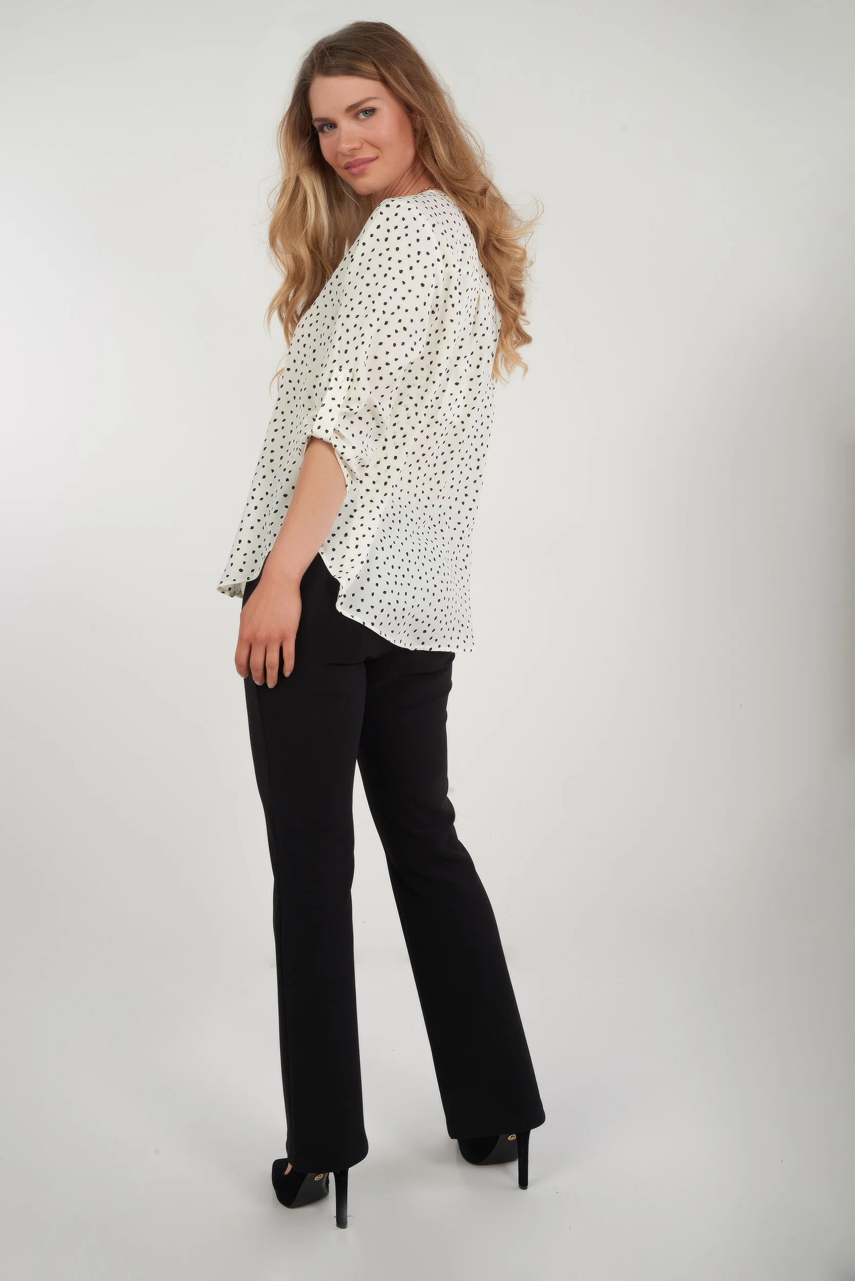 Blouse à manches trois-quarts avec pois - ARIS-DOT25 - (R-A1) - Image 5