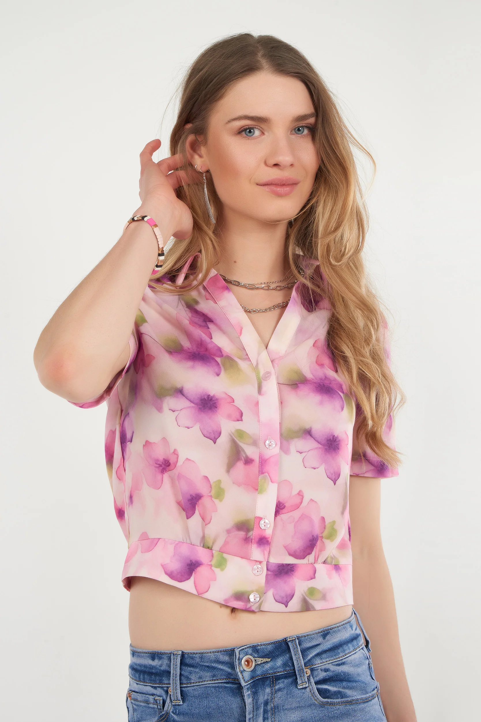Blouse fleurie aquarelle - FINA-CF - (E-A6) - Image 7