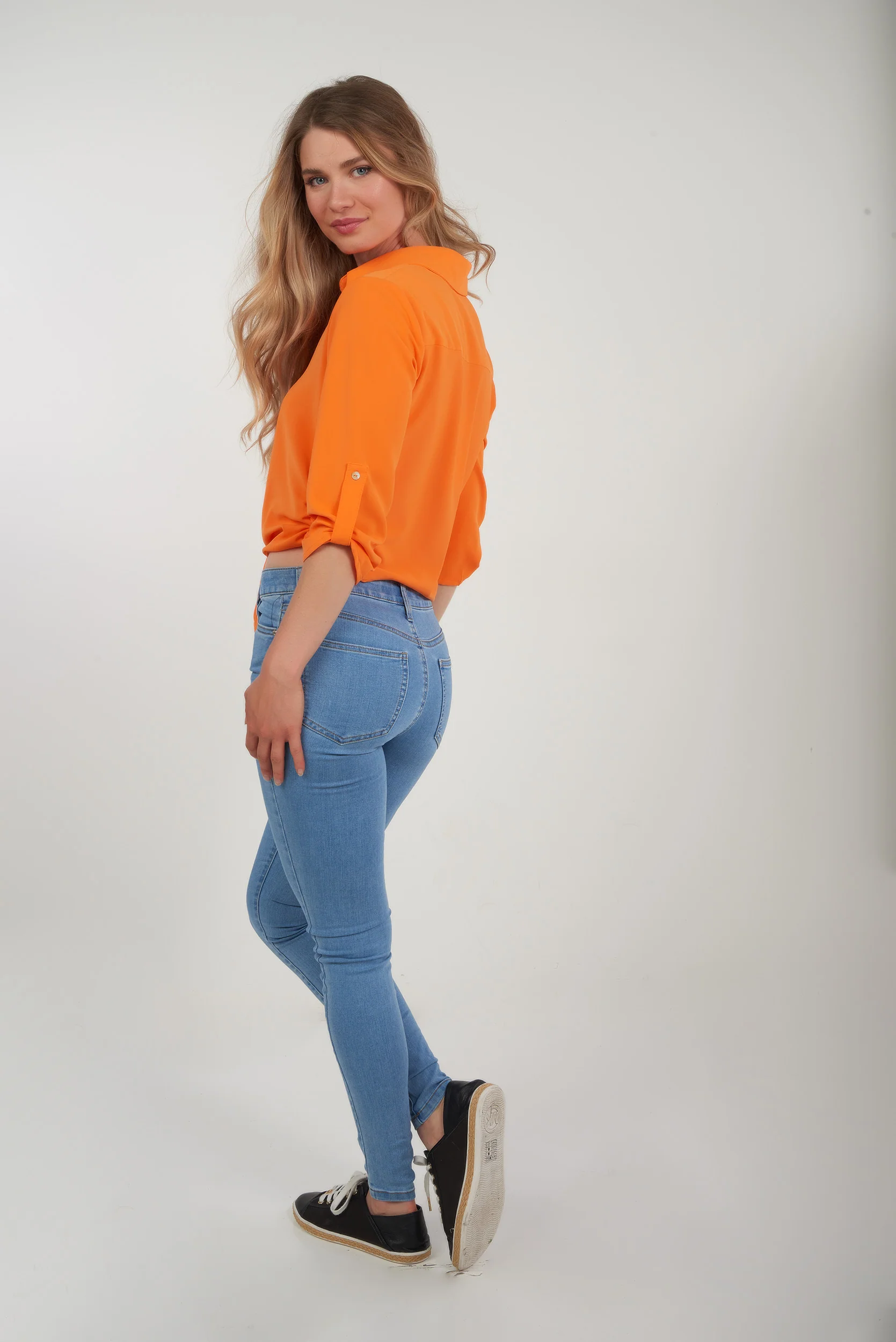 Blouse unie à manches trois-quarts -CARMELA-25 - (R-B9) - Image 11
