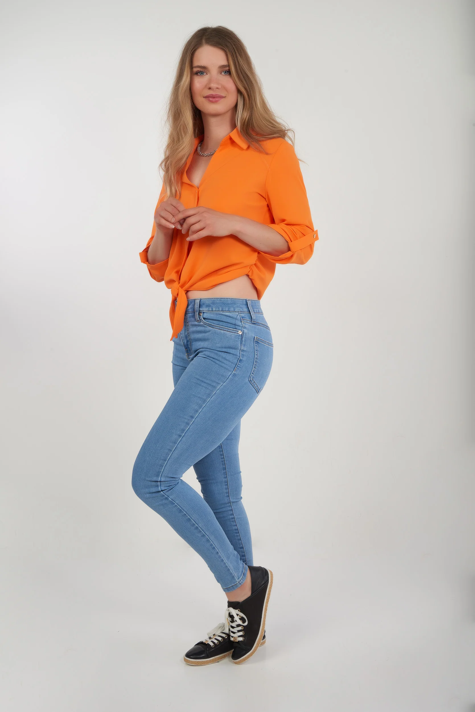 Blouse unie à manches trois-quarts -CARMELA-25 - (R-B9) - Image 12