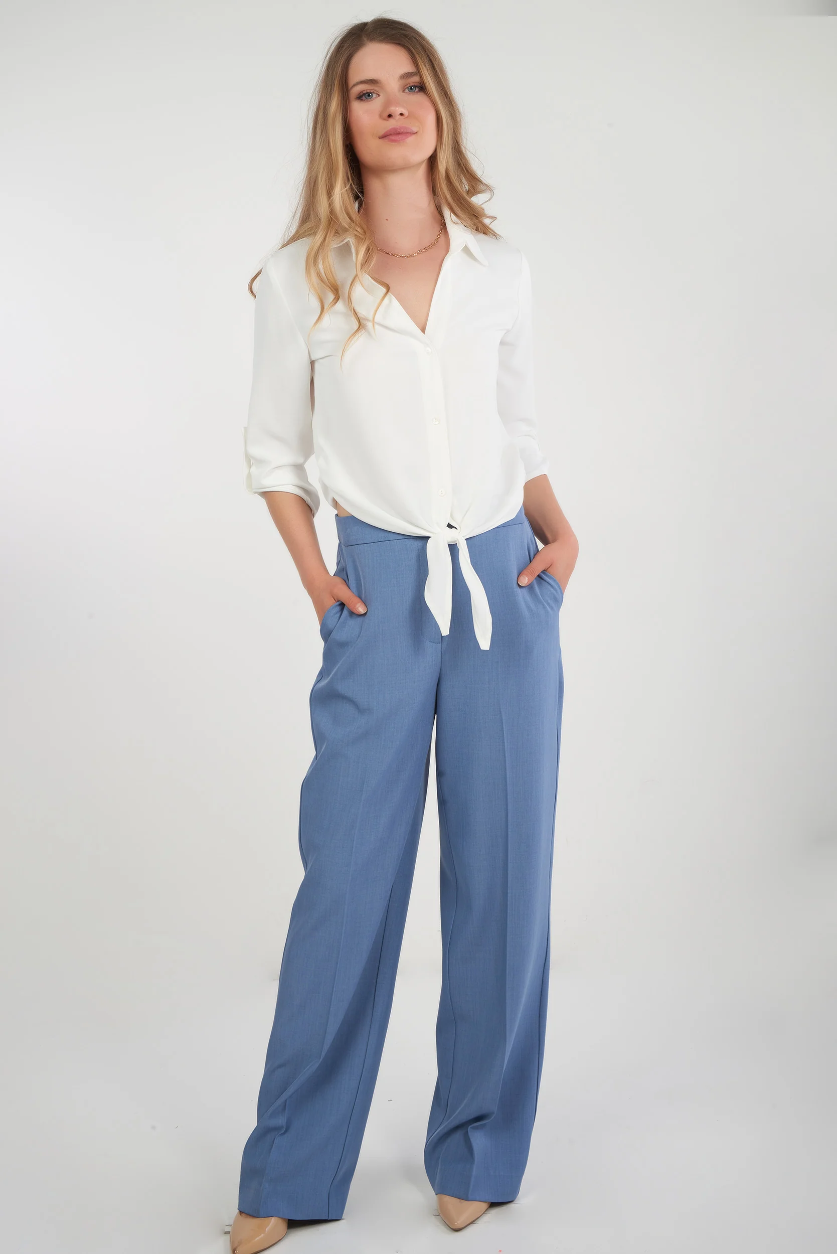 Blouse unie à manches trois-quarts -CARMELA-25 - (R-B9) - Image 4