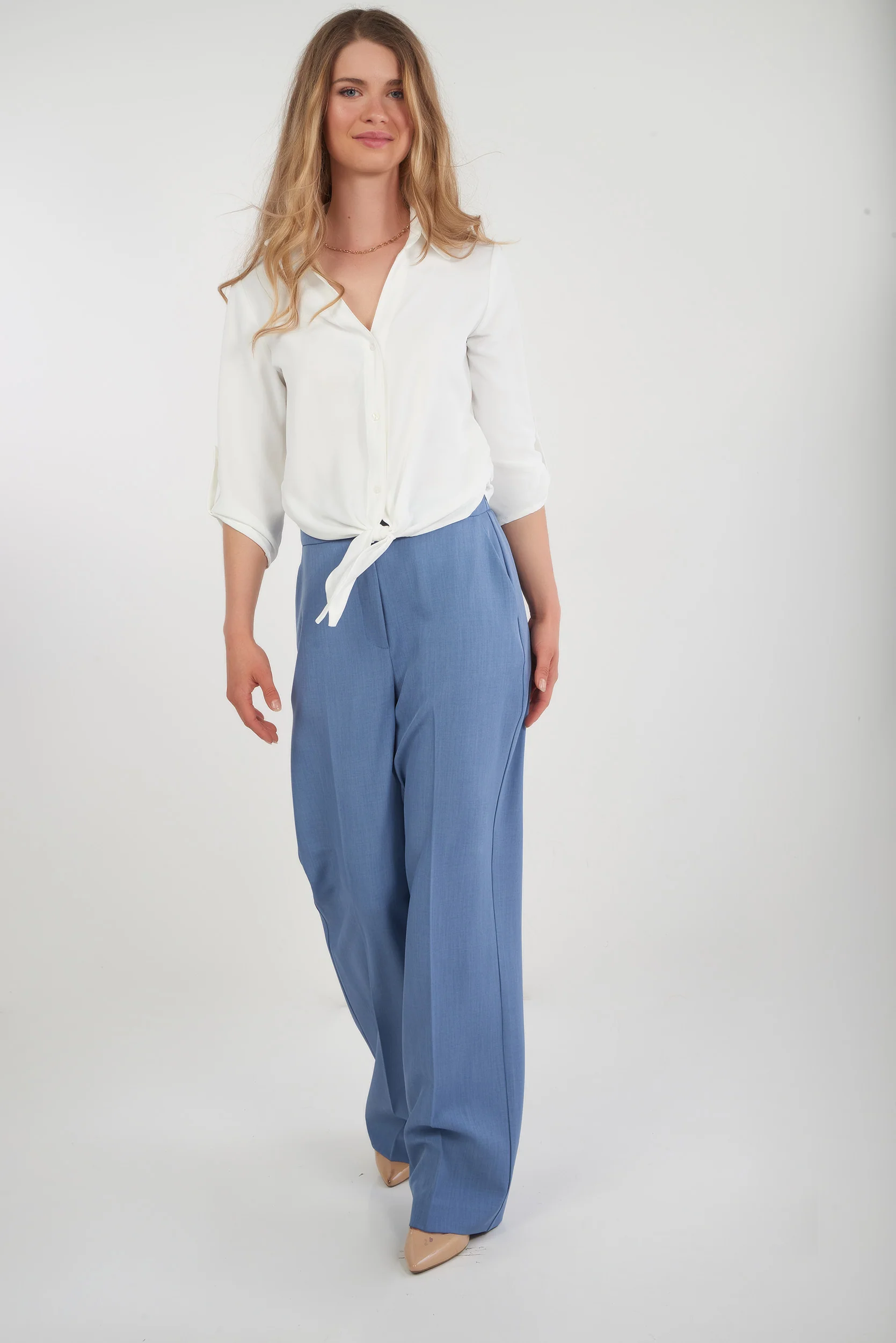 Blouse unie à manches trois-quarts -CARMELA-25 - (R-B9) - Image 5