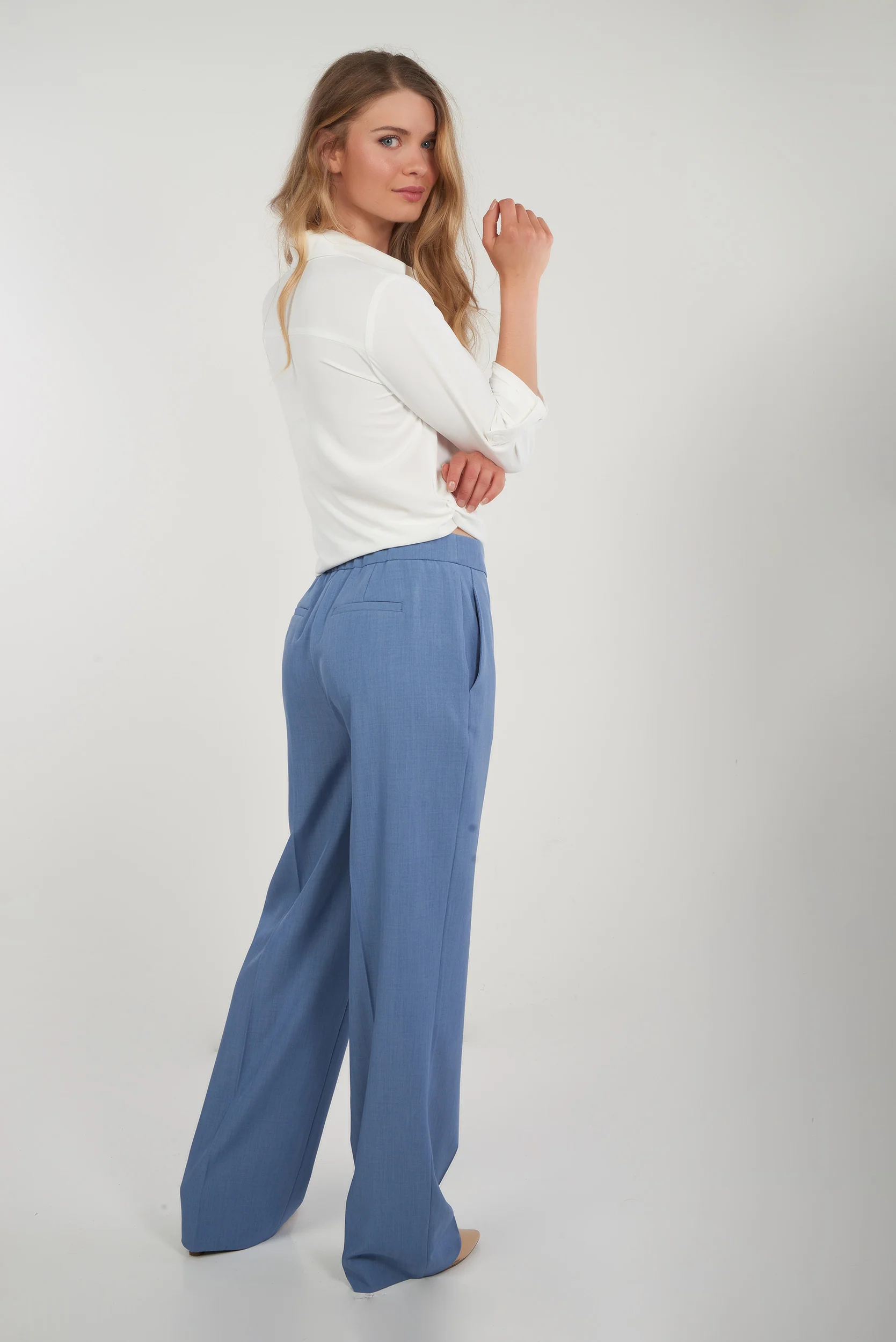 Blouse unie à manches trois-quarts -CARMELA-25 - (R-B9) - Image 6