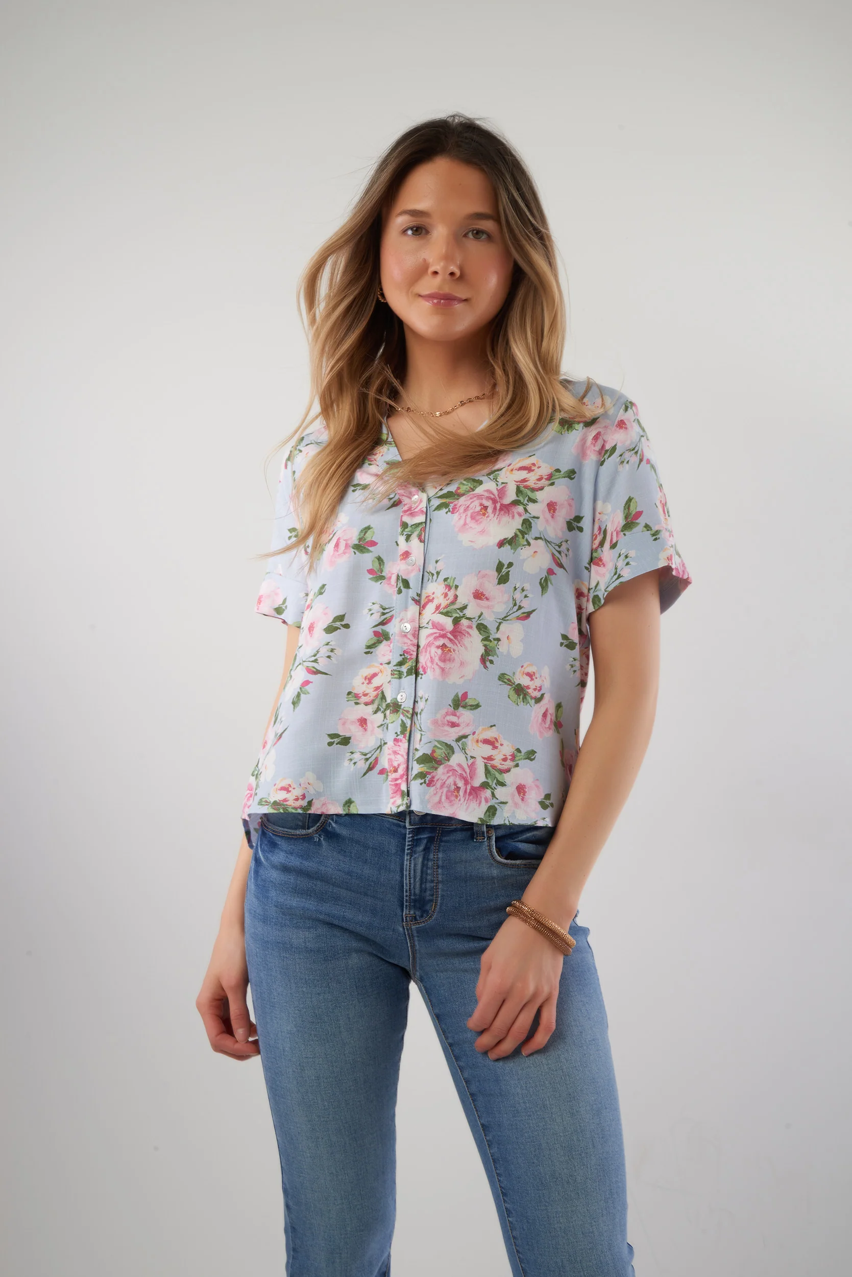 Blouse fleurie à manches courtes - NORMA-NPK2 - (R-A10) - Image 14