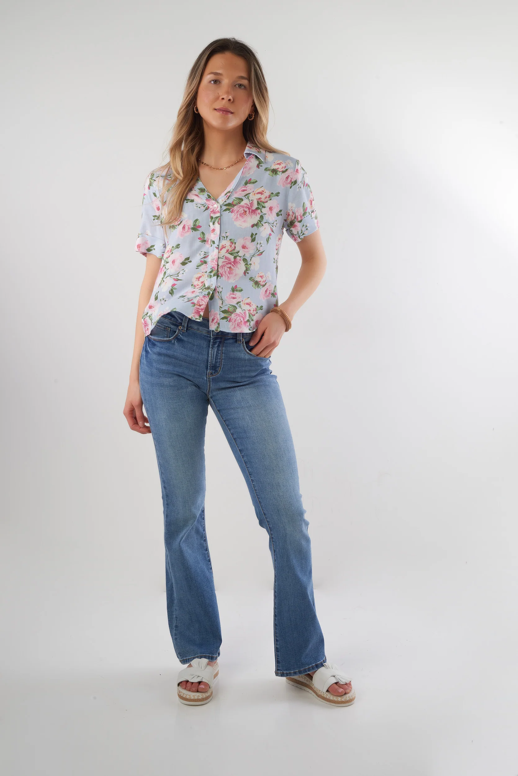 Blouse fleurie à manches courtes - NORMA-NPK2 - (R-A10) - Image 4