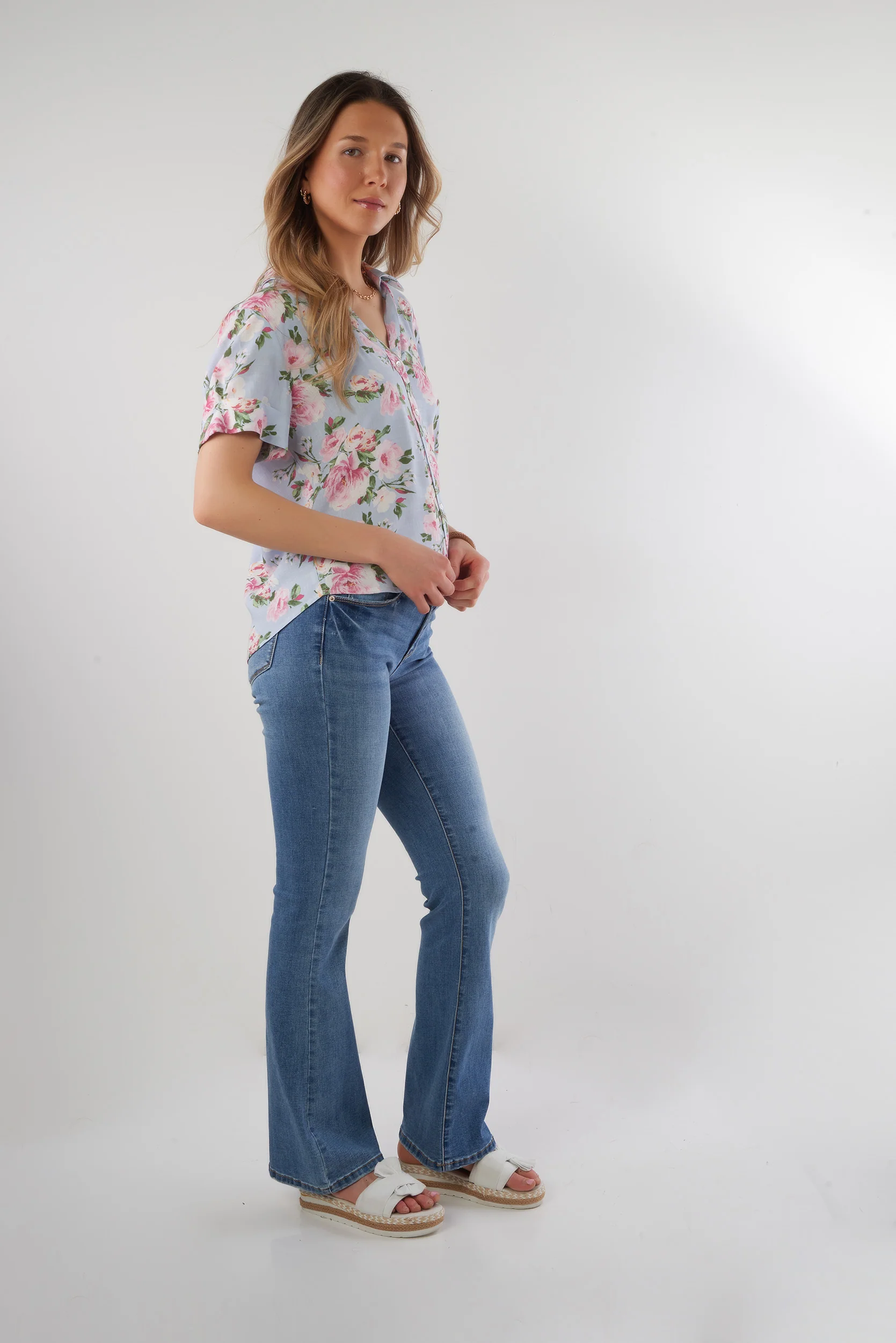 Blouse fleurie à manches courtes - NORMA-NPK2 - (R-A10) - Image 5