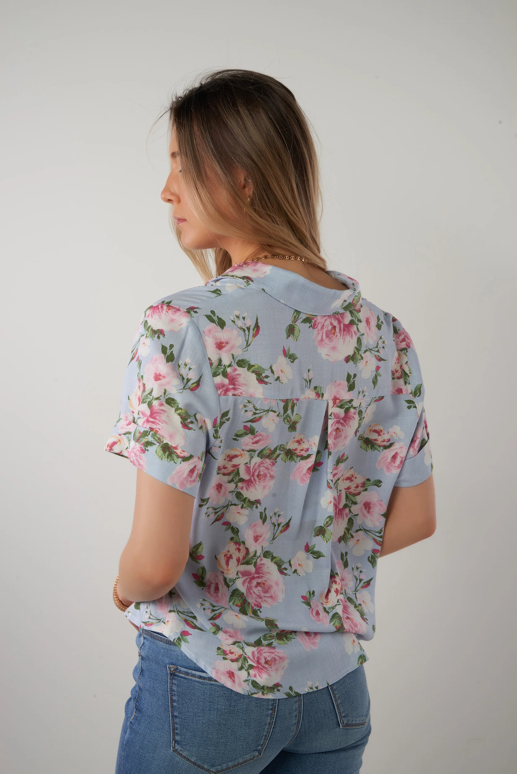 Blouse fleurie à manches courtes - NORMA-NPK2 - (R-A10) - Image 6