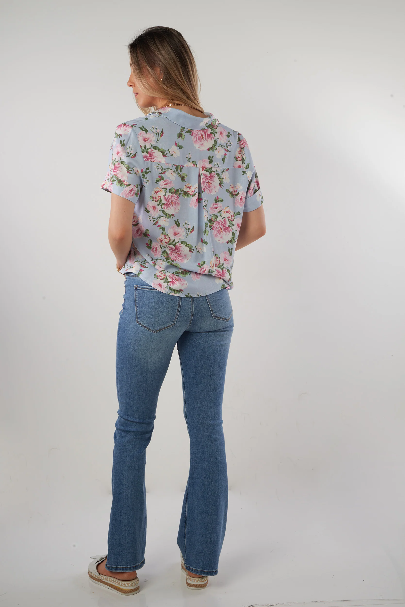 Blouse fleurie à manches courtes - NORMA-NPK2 - (R-A10) - Image 7