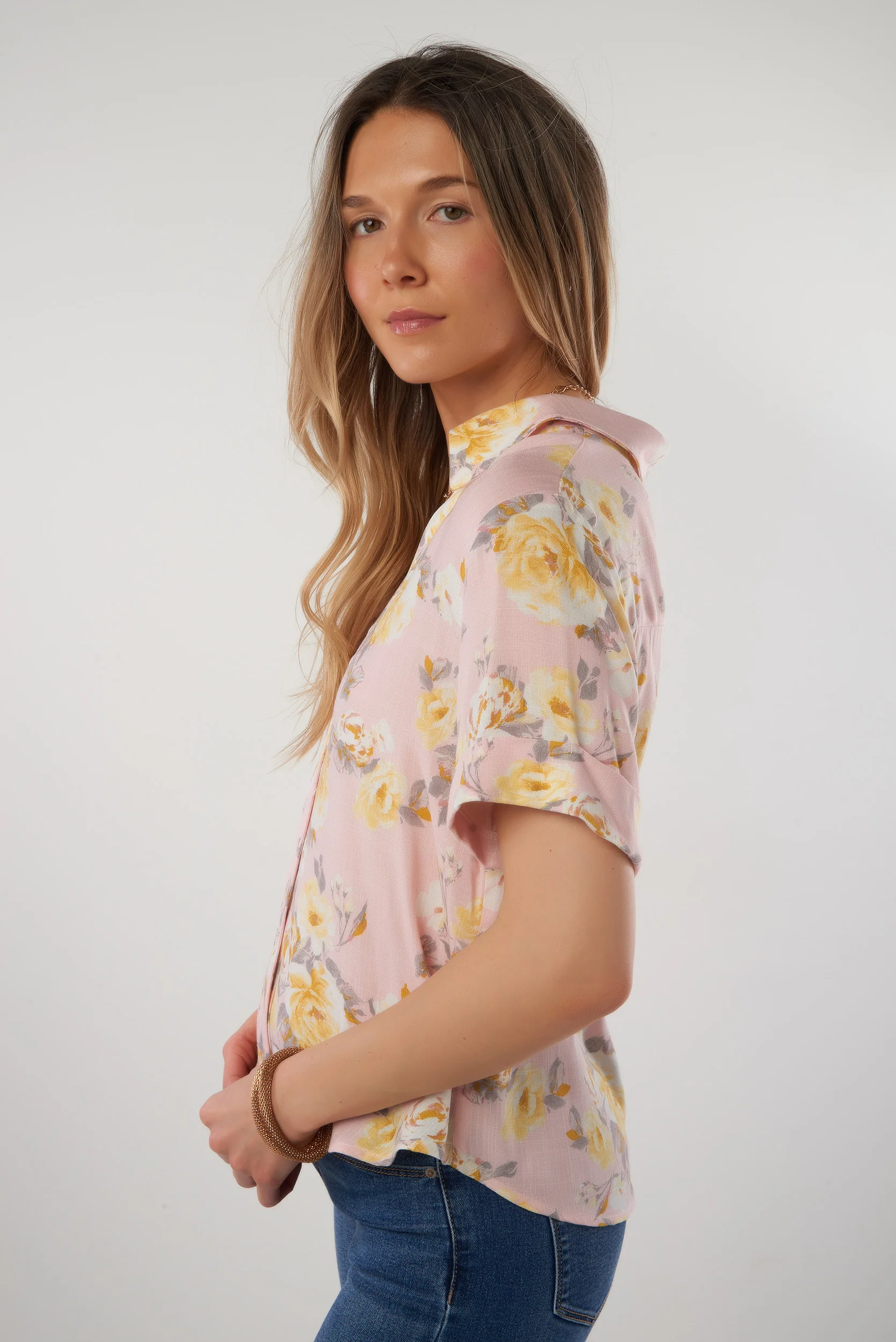 Blouse fleurie à manches courtes - NORMA-NPK2 - (R-A10) - Image 8