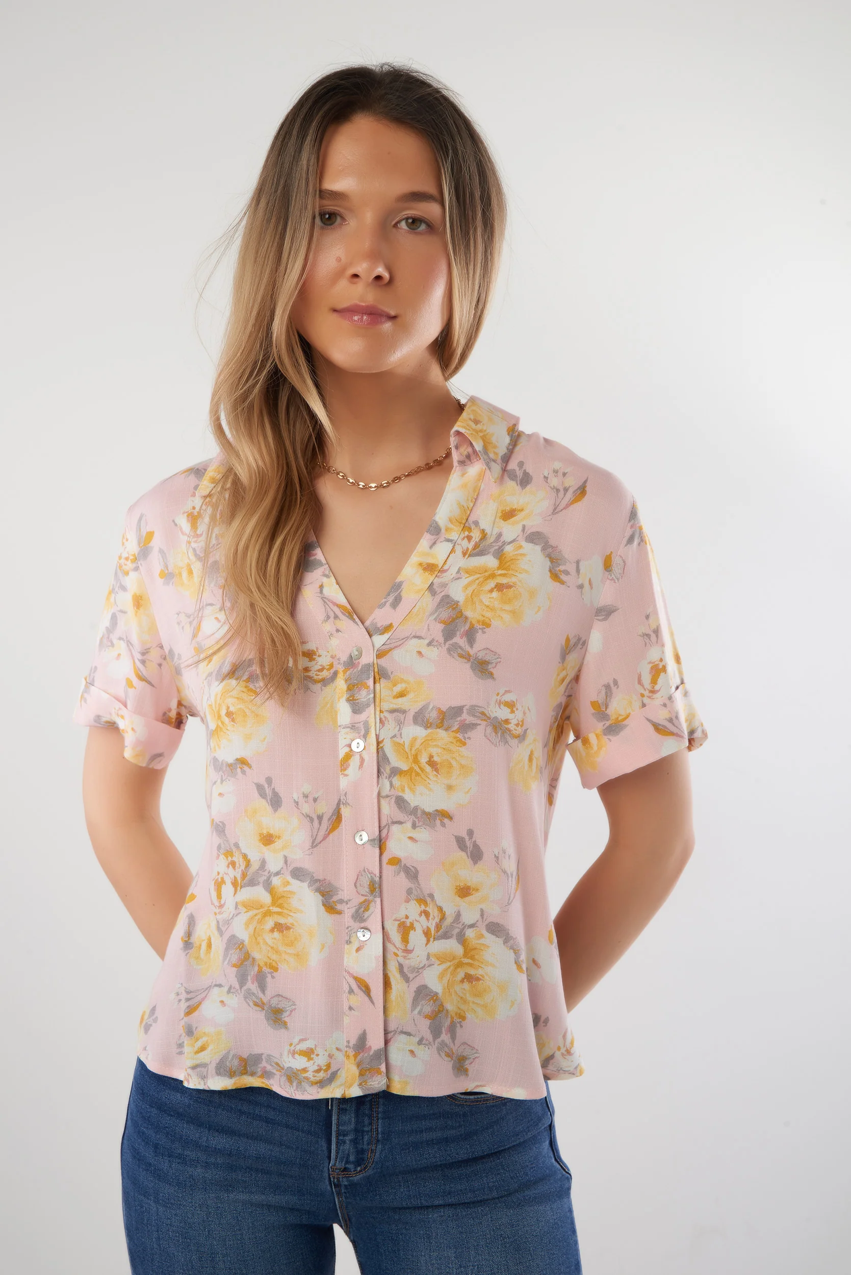 Blouse fleurie à manches courtes - NORMA-NPK2 - (R-A10) - Image 9