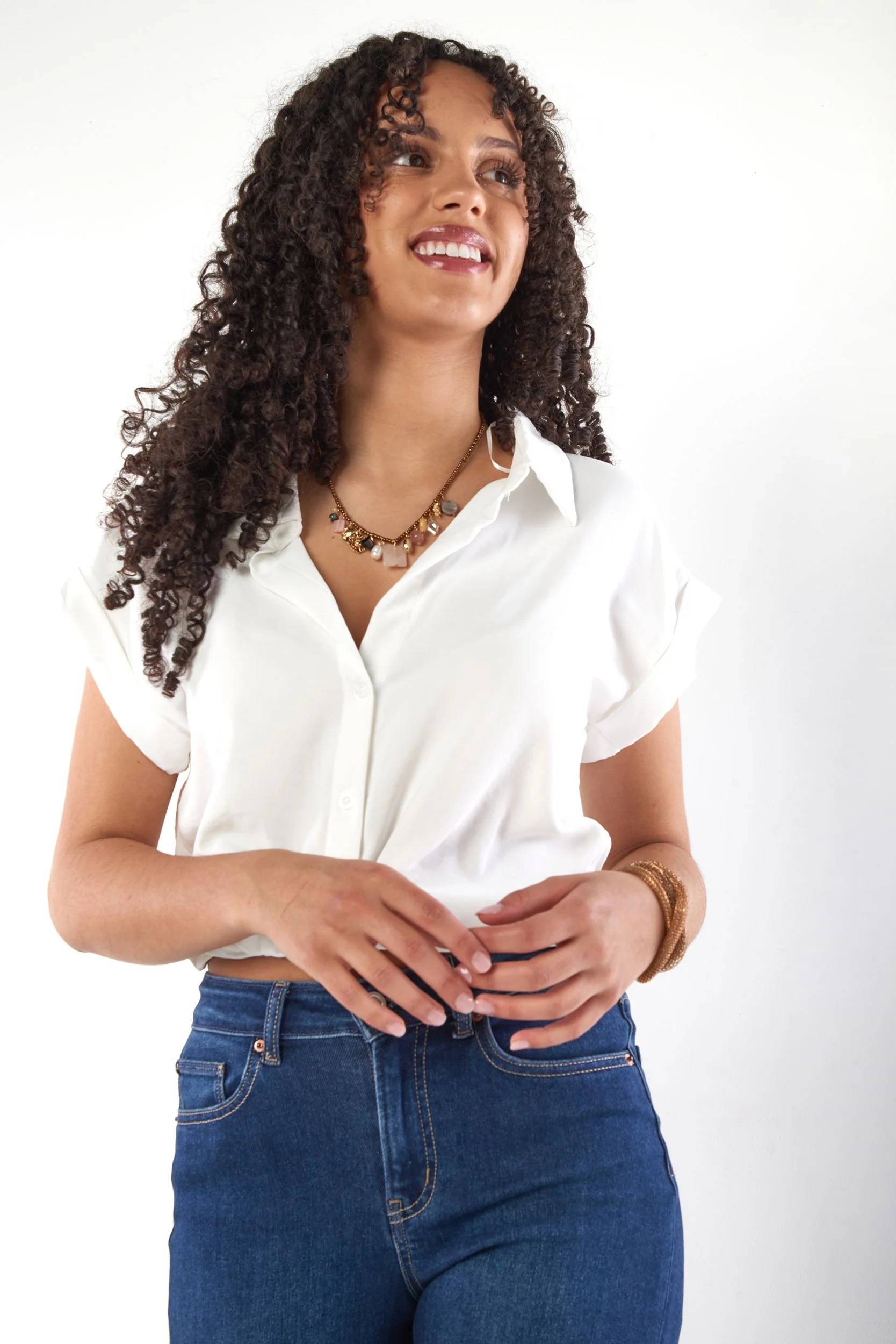Blouse avec bande élastique à la taille - IT92518H - (E-A8)