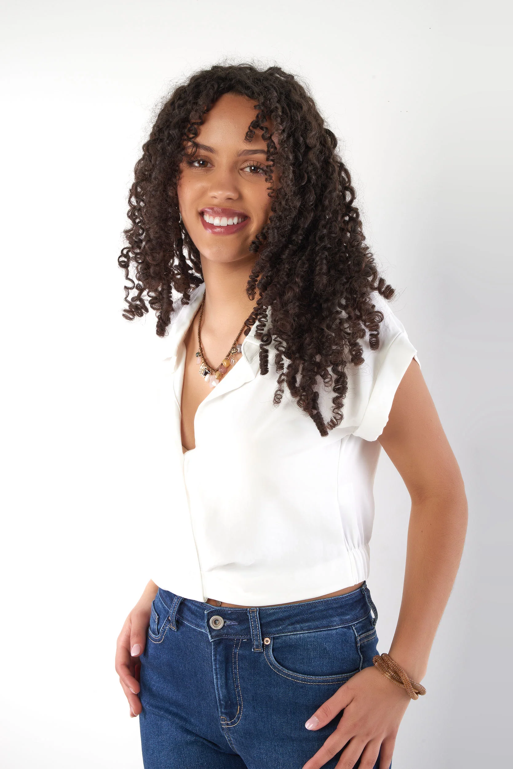 Blouse avec bande élastique à la taille - IT92518H - (E-A8) - Image 2
