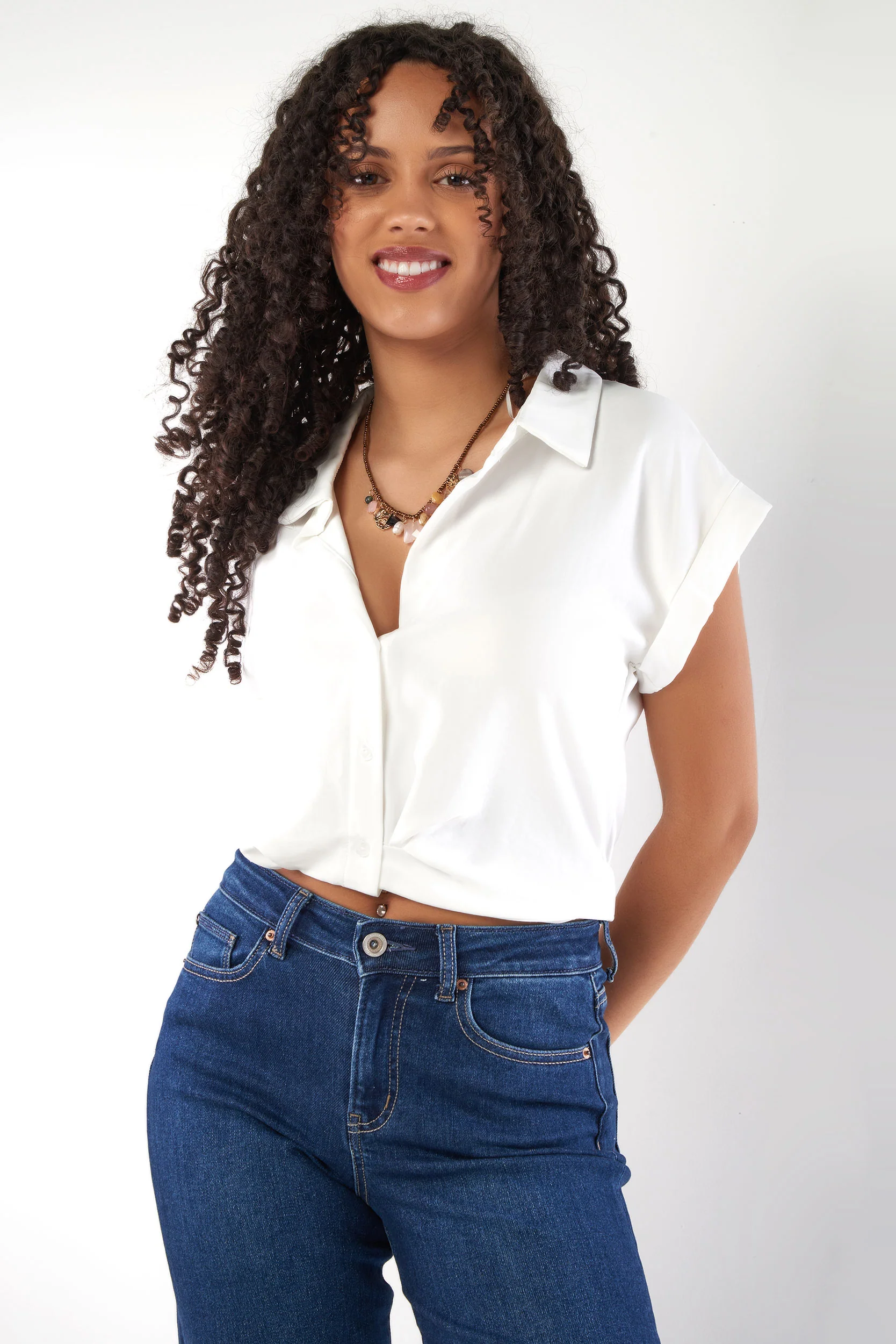 Blouse avec bande élastique à la taille - IT92518H - (E-A8) - Image 7