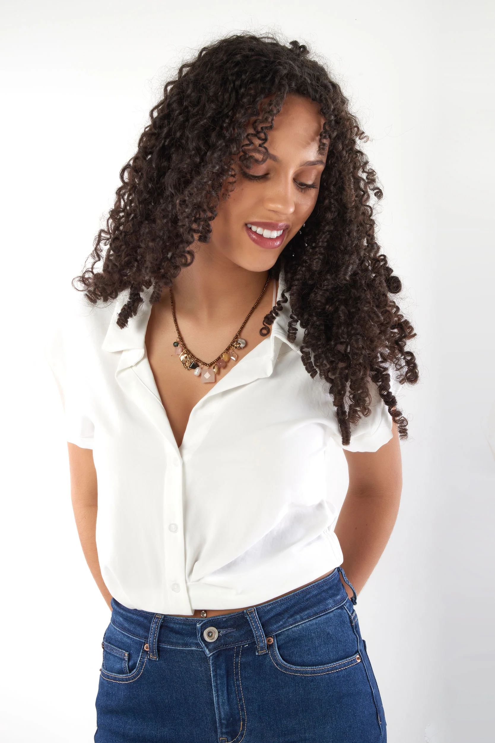 Blouse avec bande élastique à la taille - IT92518H - (E-A8) - Image 8