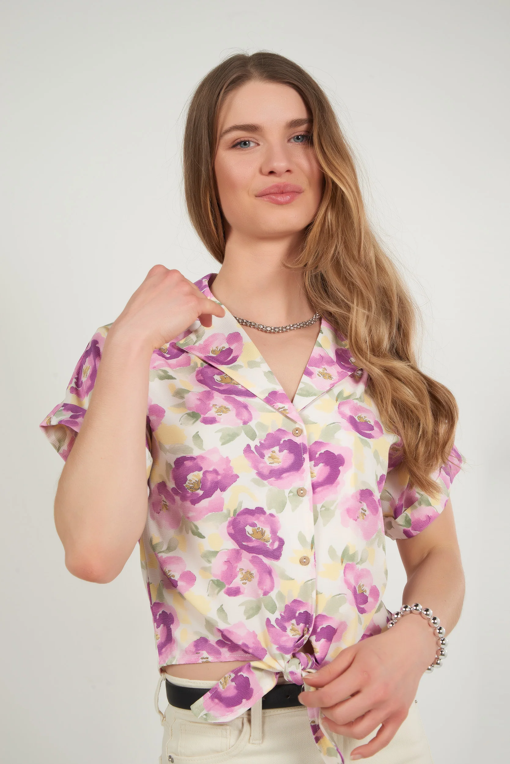 Blouse fleurie à manches courtes - ELISHA - (E-A7) - Image 14