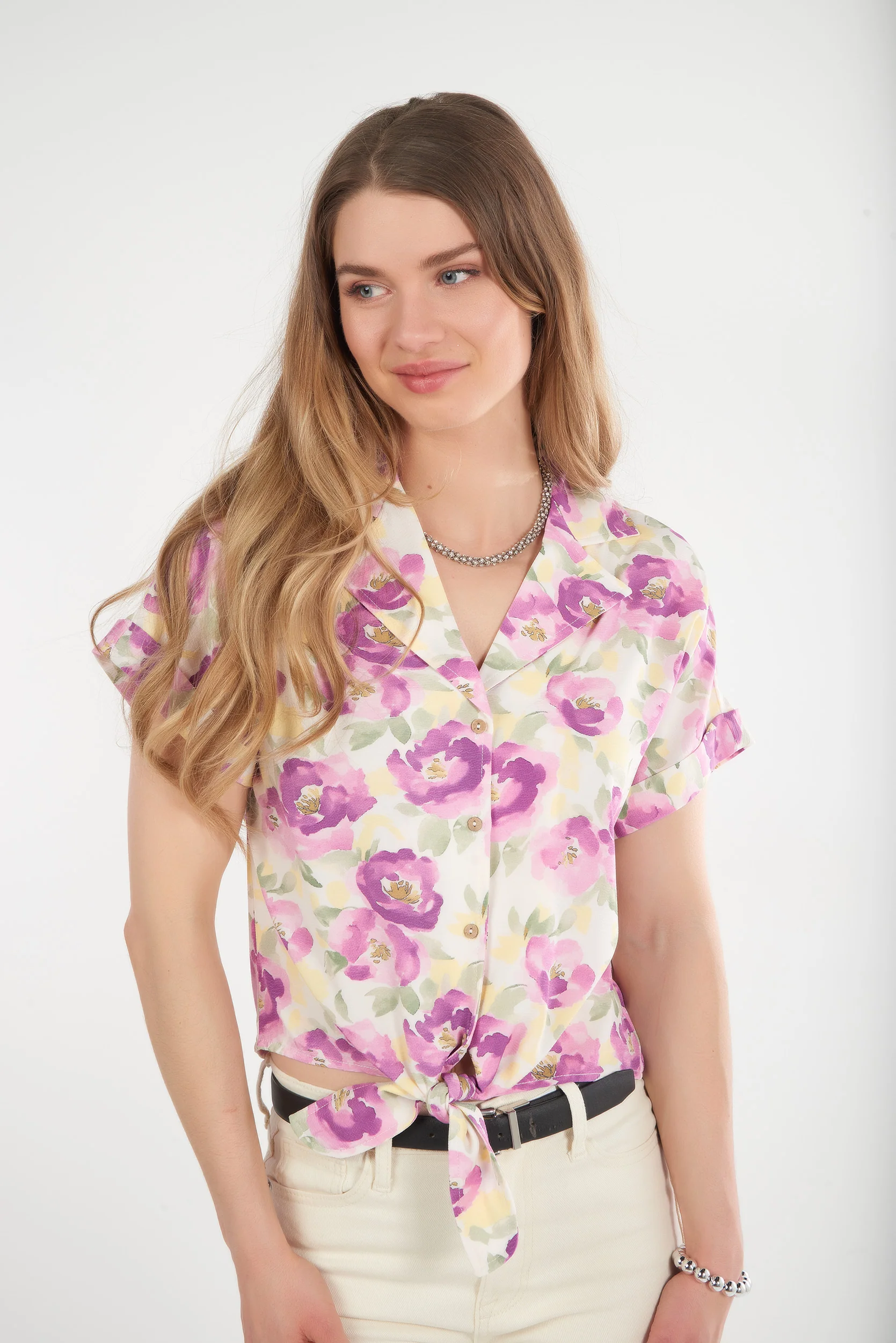 Blouse fleurie à manches courtes - ELISHA - (E-A7) - Image 8
