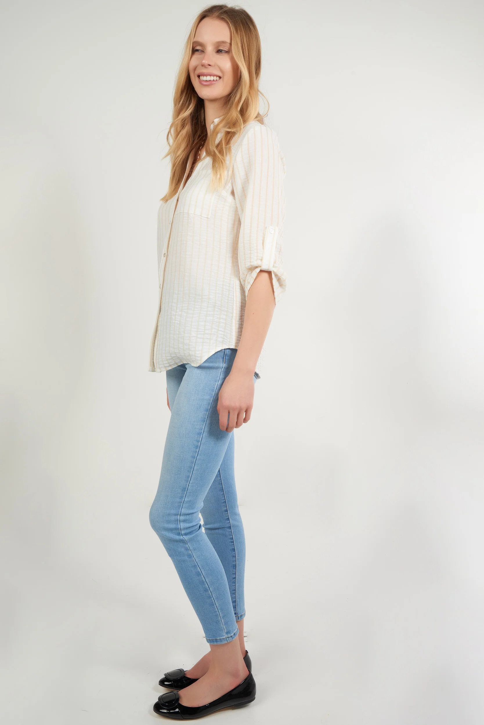 Blouse rayée à manches trois-quarts - PINGA-3 - (R-A19) - Image 14