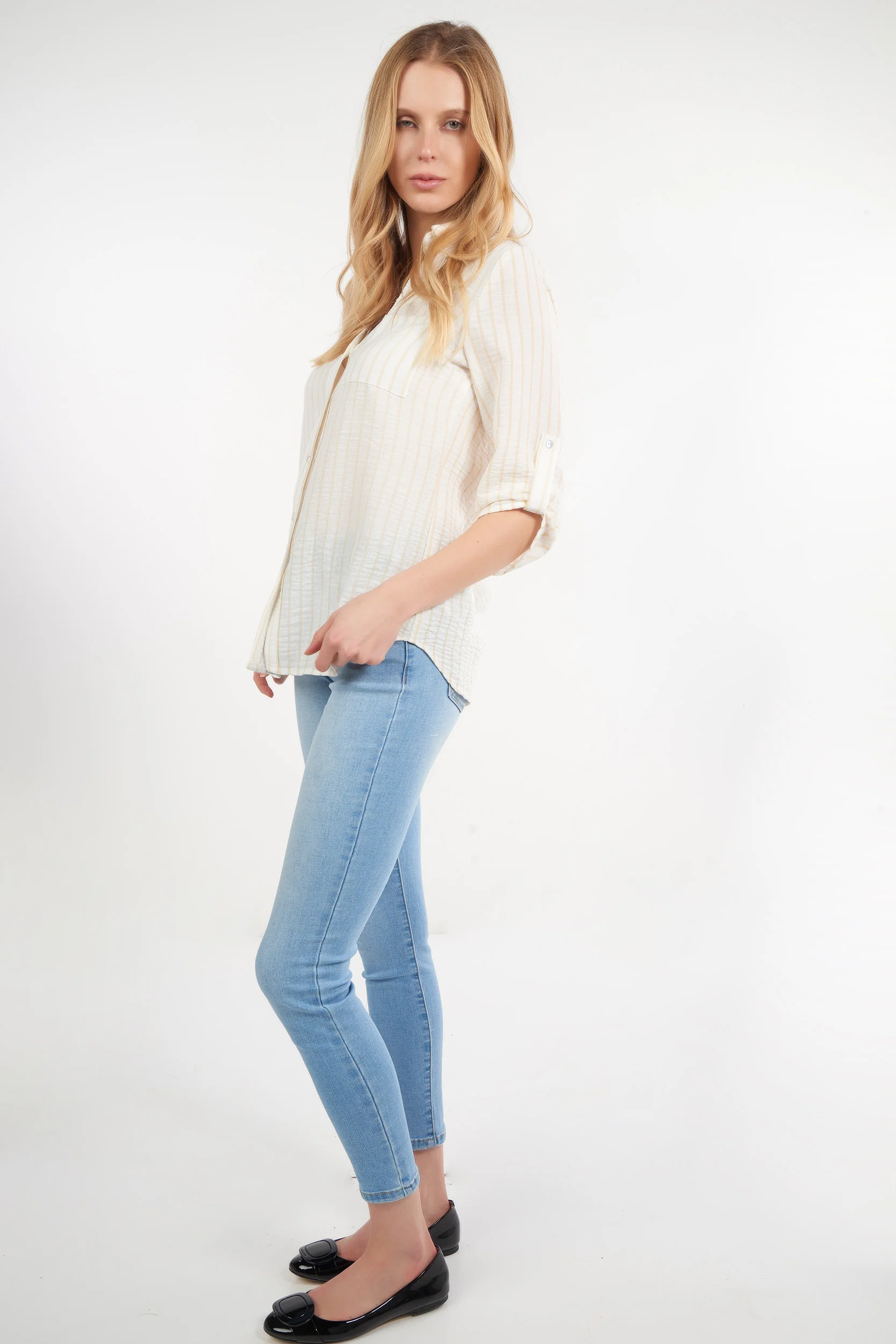 Blouse rayée à manches trois-quarts - PINGA-3 - (R-A19) - Image 15
