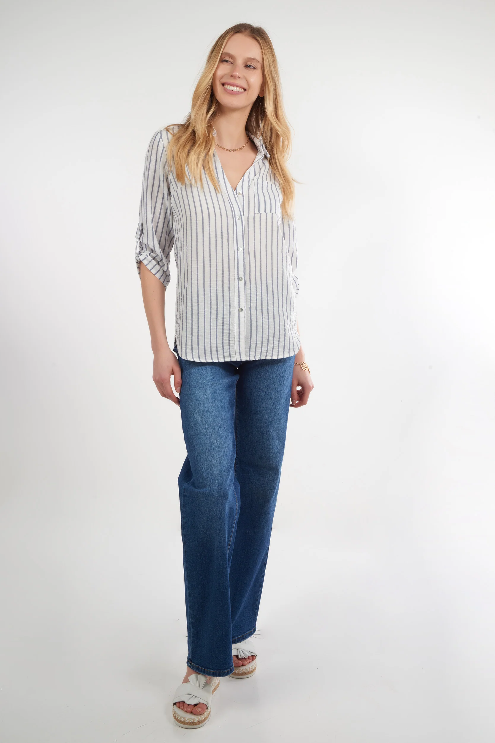 Blouse rayée à manches trois-quarts - PINGA-3 - (R-A19) - Image 5