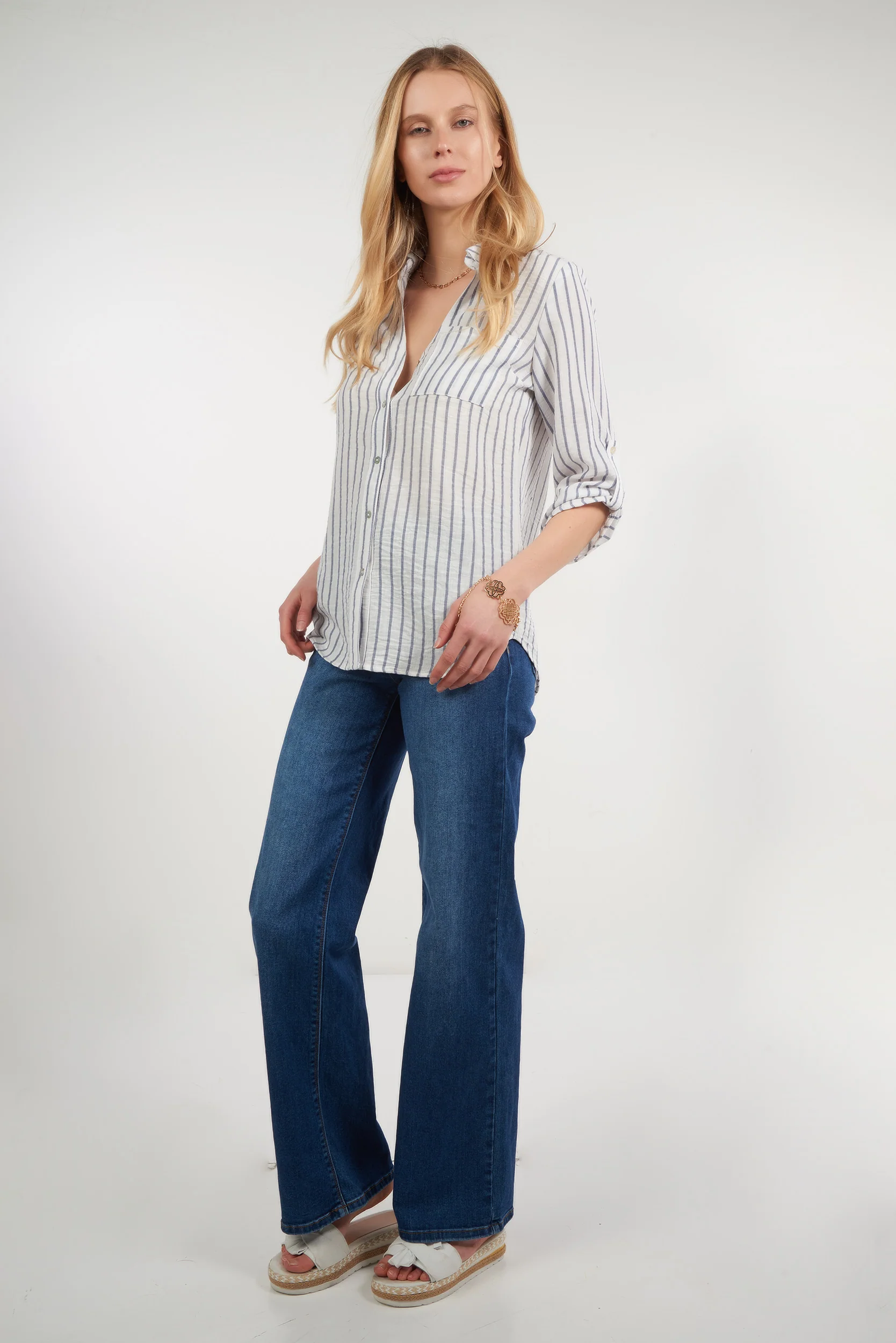 Blouse rayée à manches trois-quarts - PINGA-3 - (R-A19) - Image 7