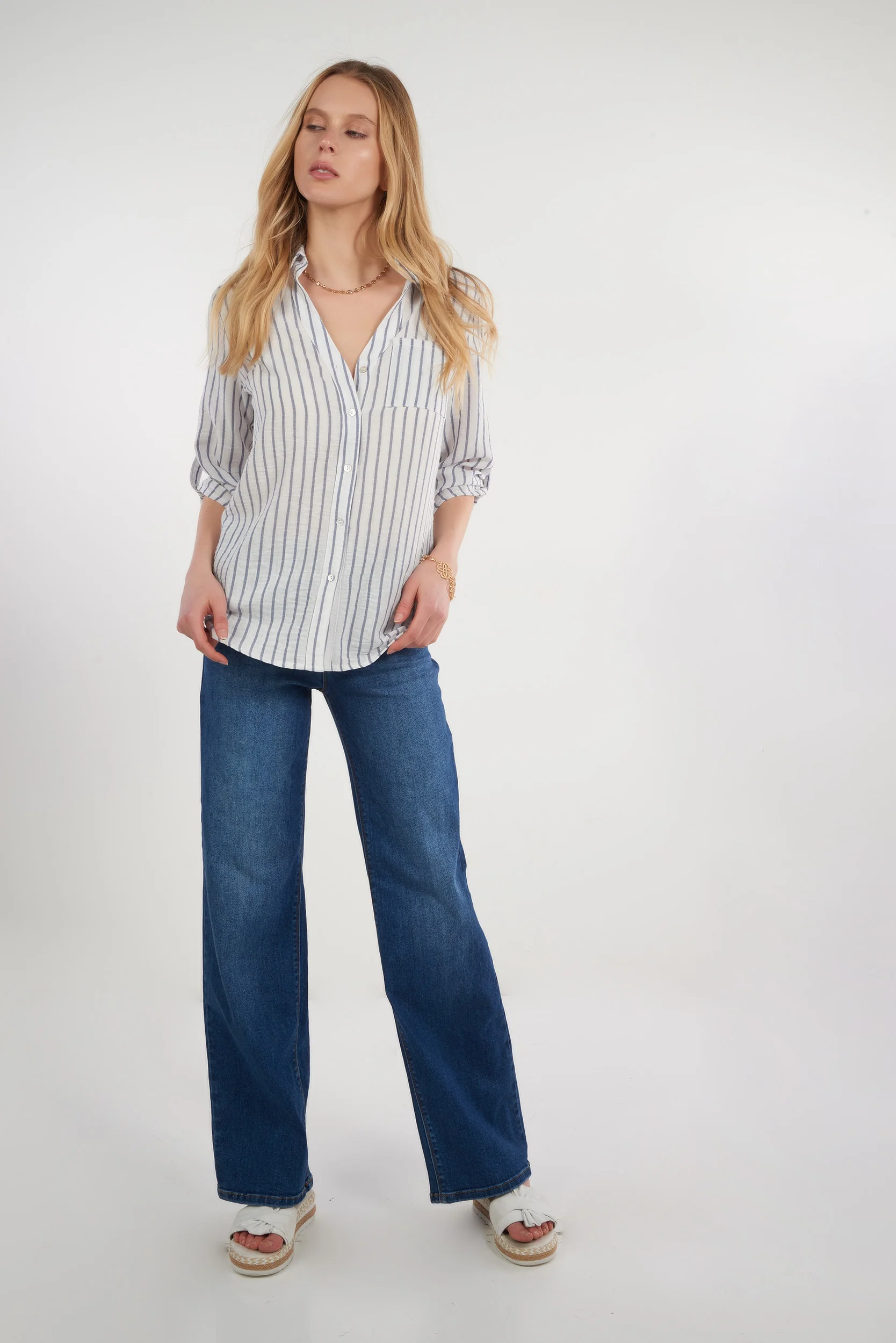 Blouse rayée à manches trois-quarts - PINGA-3 - (R-A19) - Image 8