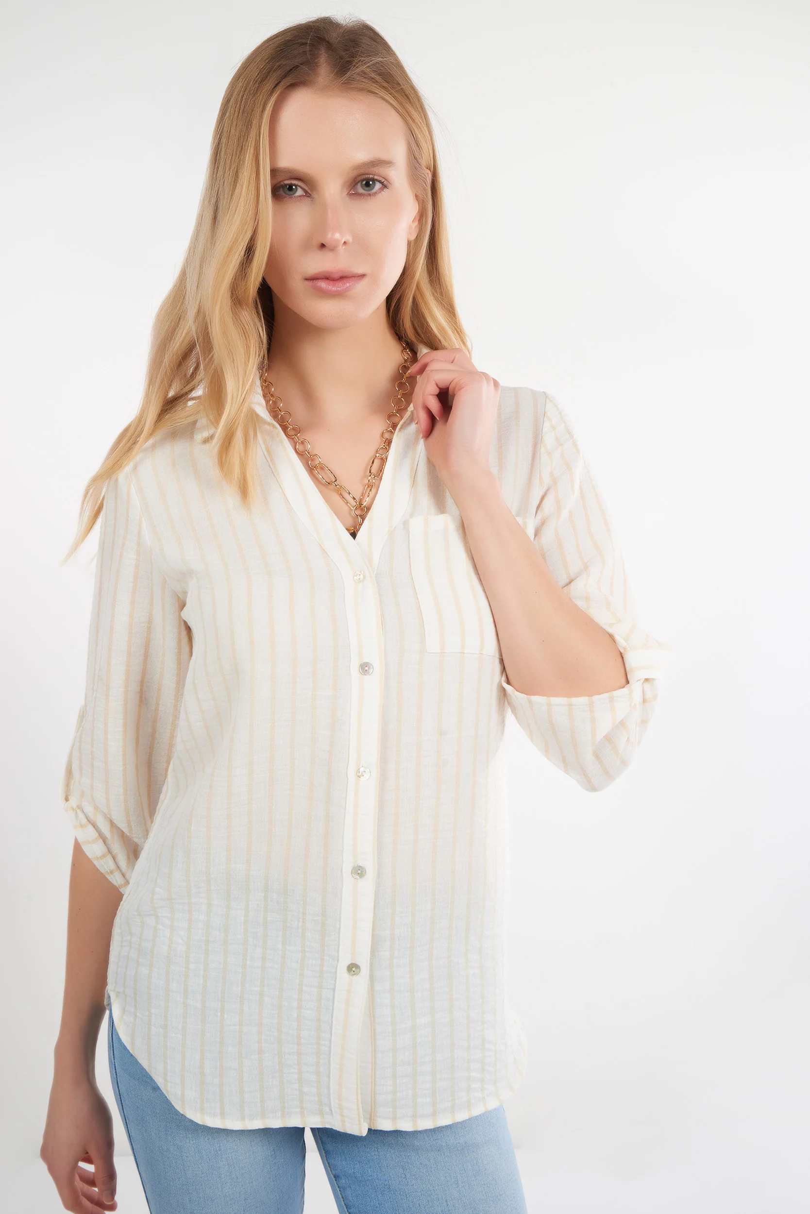 Blouse rayée à manches trois-quarts - PINGA-3 - (R-A19) - Image 9