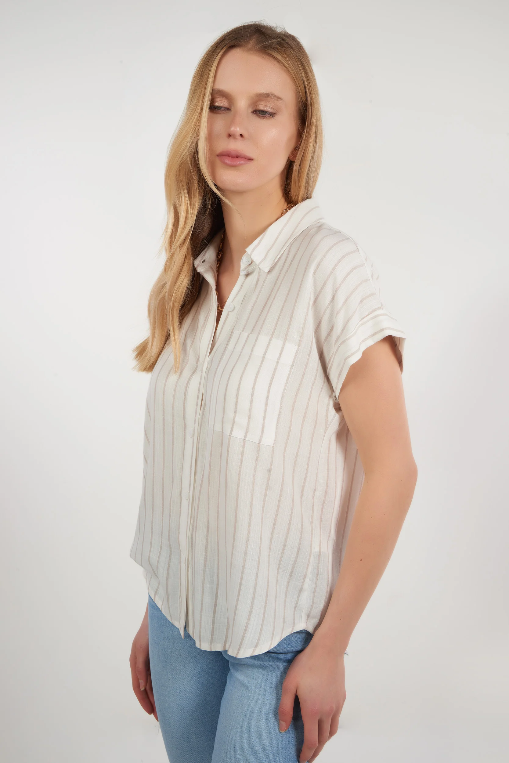 Blouse rayée à manches courtes - 19579 - (E-A10) - Image 10
