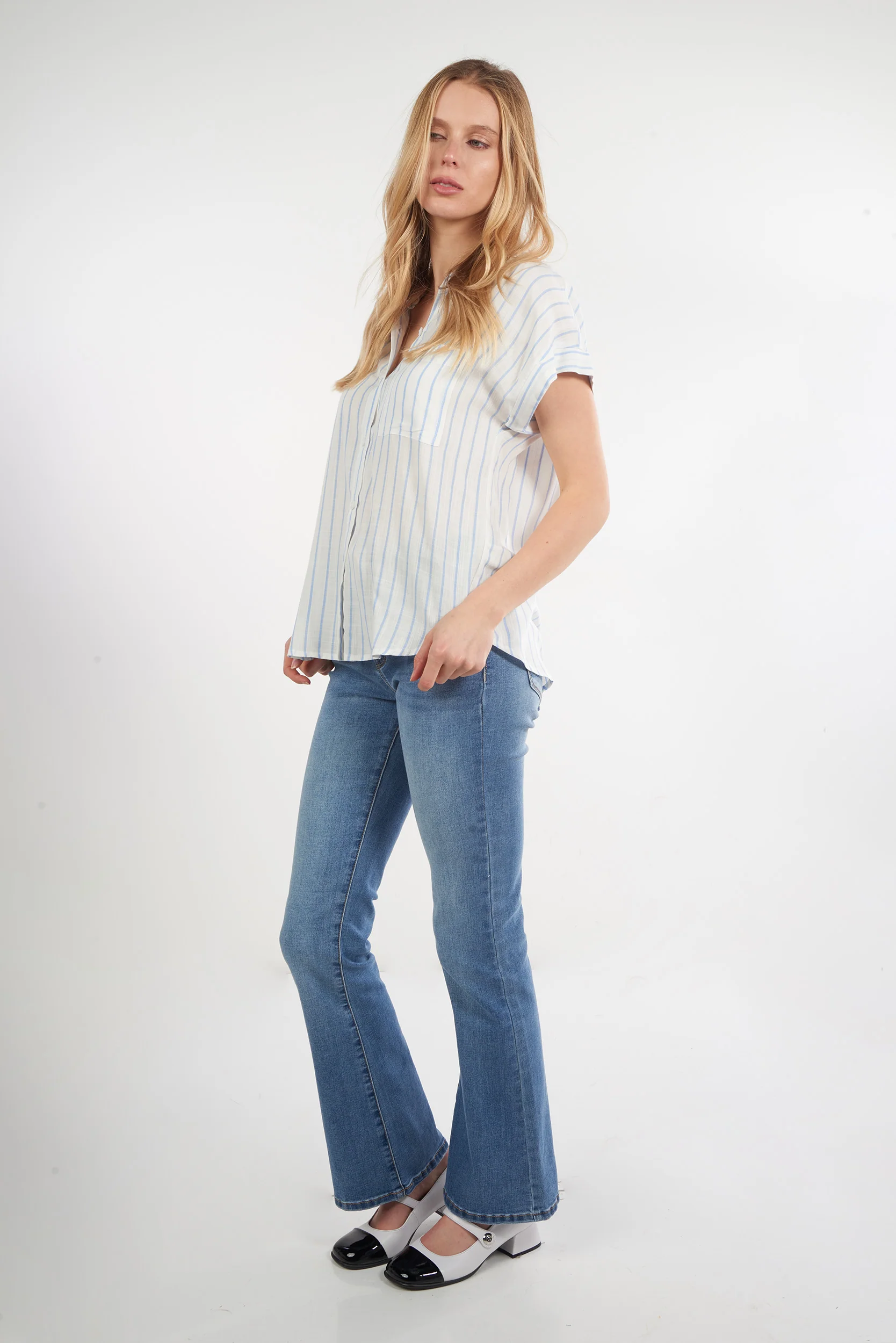 Blouse rayée à manches courtes - 19579 - (E-A10) - Image 7