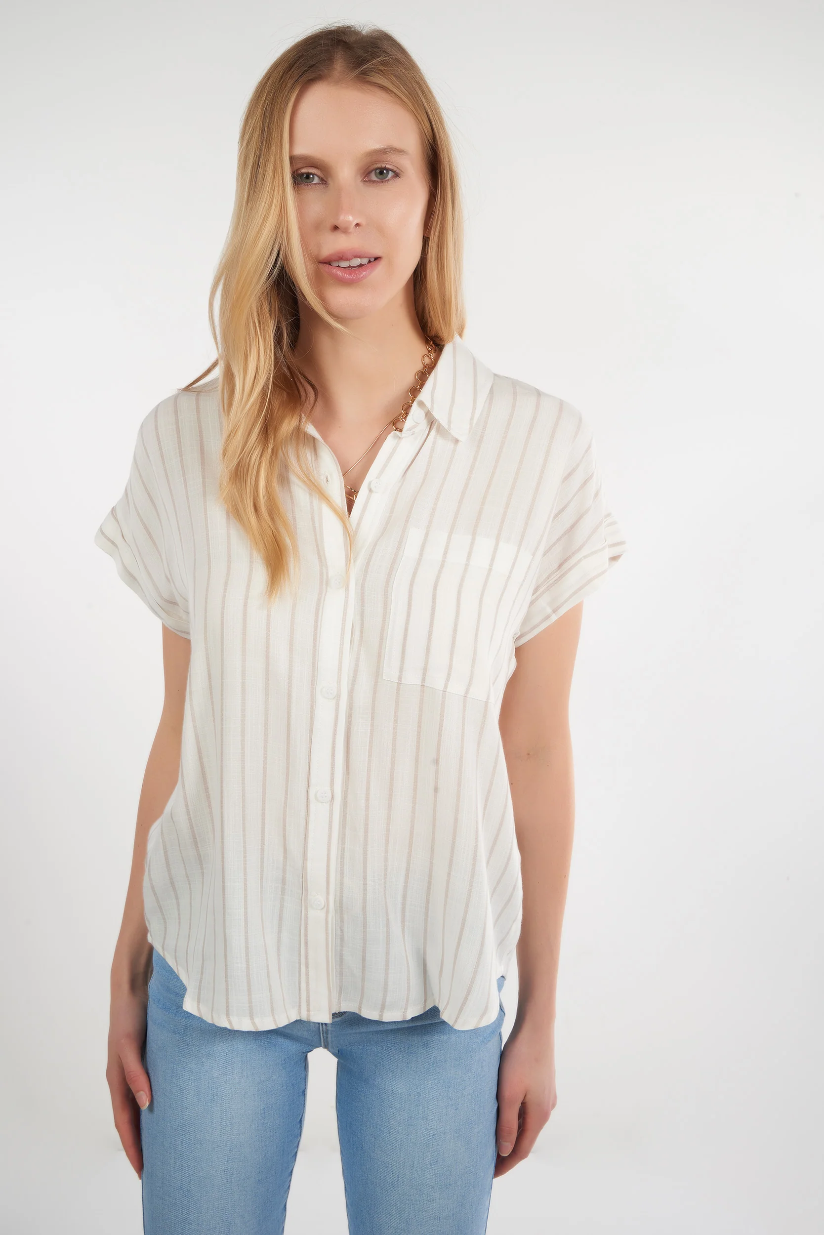 Blouse rayée à manches courtes - 19579 - (E-A10) - Image 8