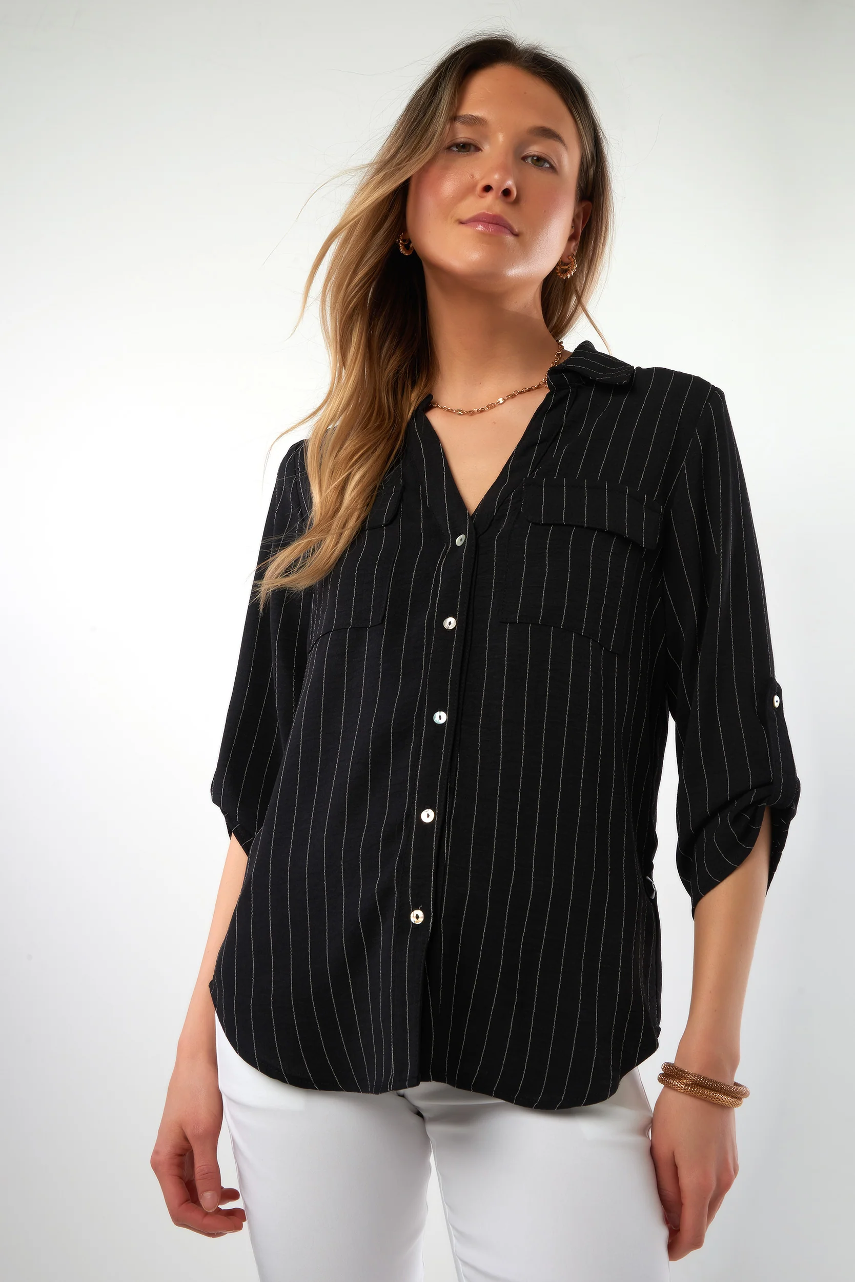 Blouse rayée à manches trois-quarts - PINOT-808 - (R-A7) - Image 11