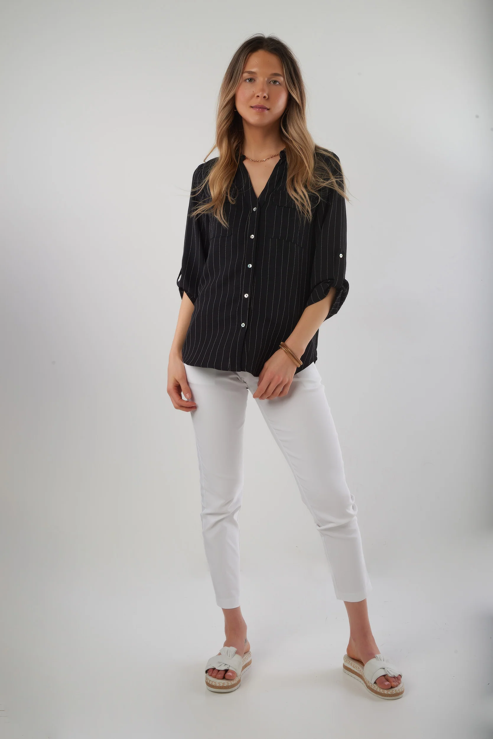 Blouse rayée à manches trois-quarts - PINOT-808 - (R-A7) - Image 12