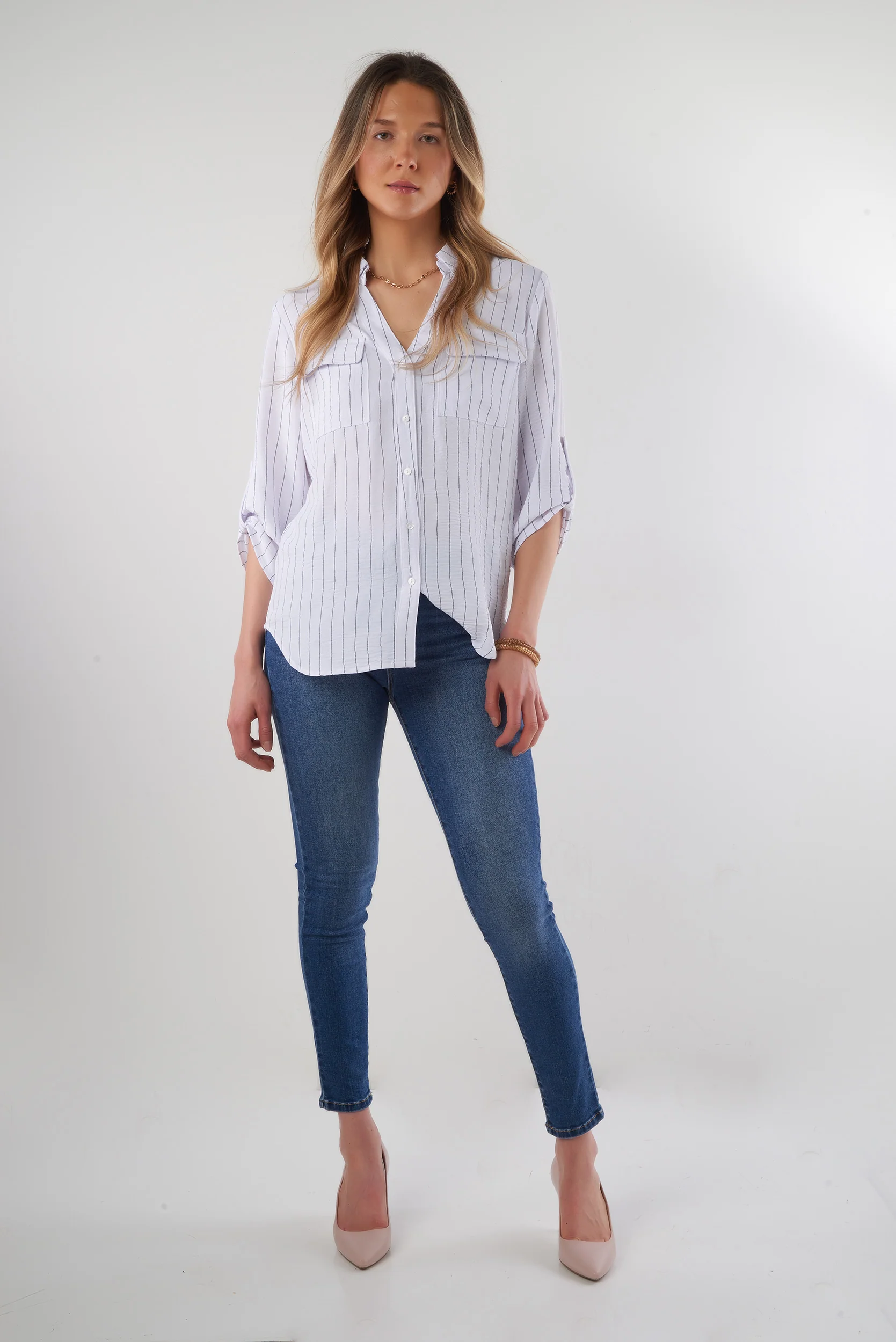 Blouse rayée à manches trois-quarts - PINOT-808 - (R-A7) - Image 5