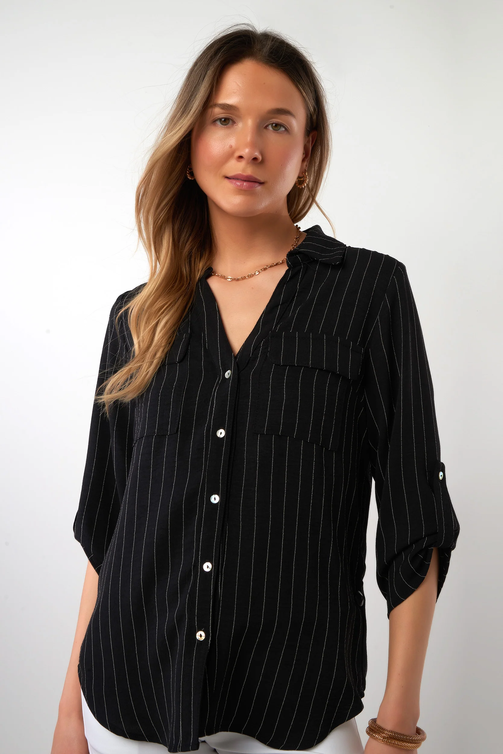 Blouse rayée à manches trois-quarts - PINOT-808 - (R-A7) - Image 8