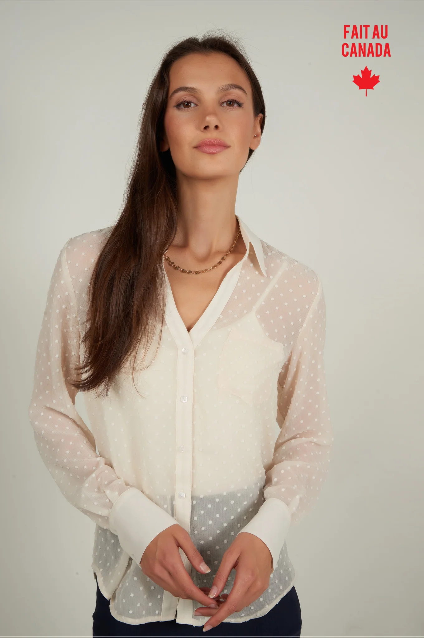 Blouse en chiffon à pois en relief - DESSA - (R-A11)