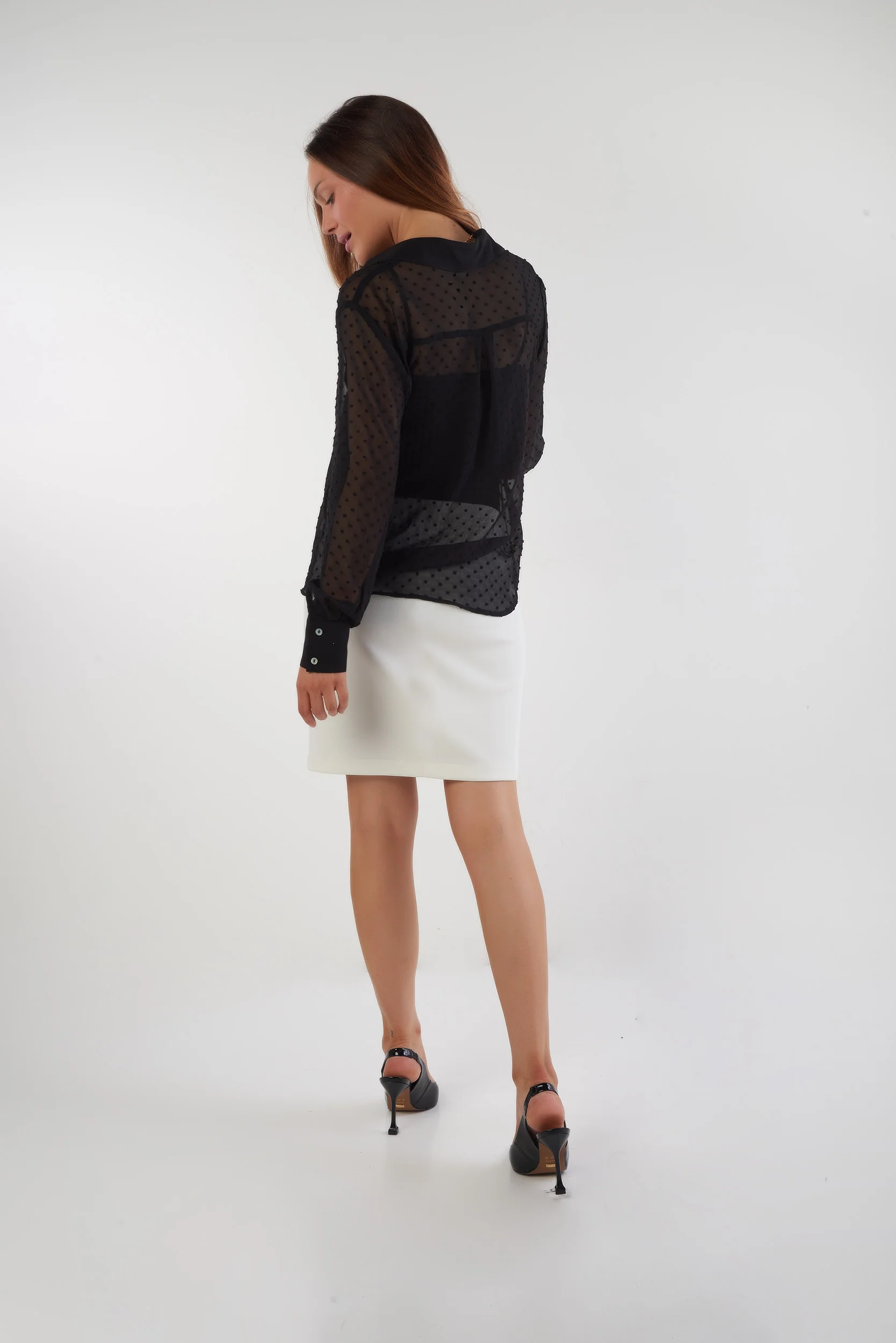 Blouse en chiffon à pois en relief - DESSA - (R-A11) - Image 19
