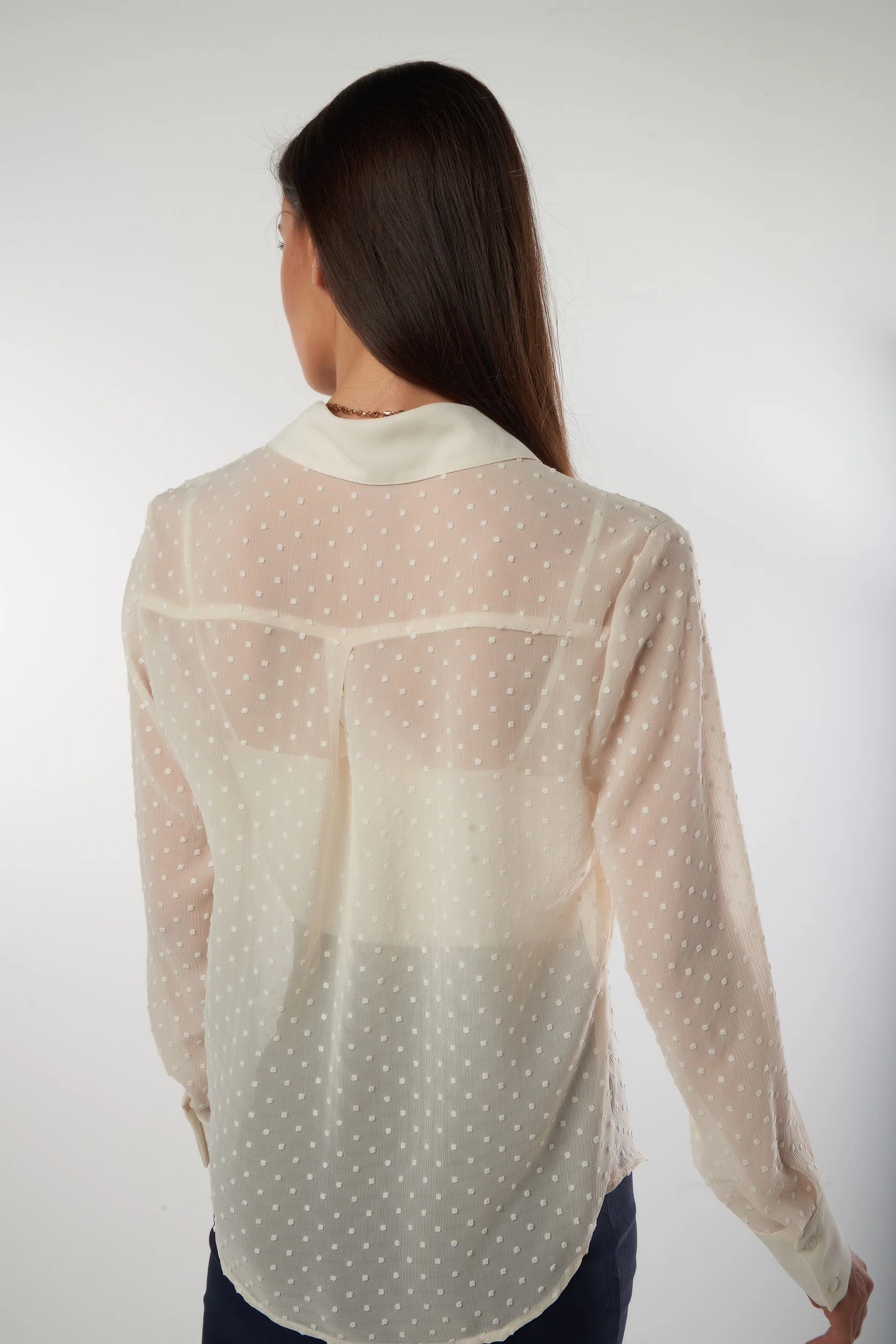Blouse en chiffon à pois en relief - DESSA - (R-A11) - Image 2
