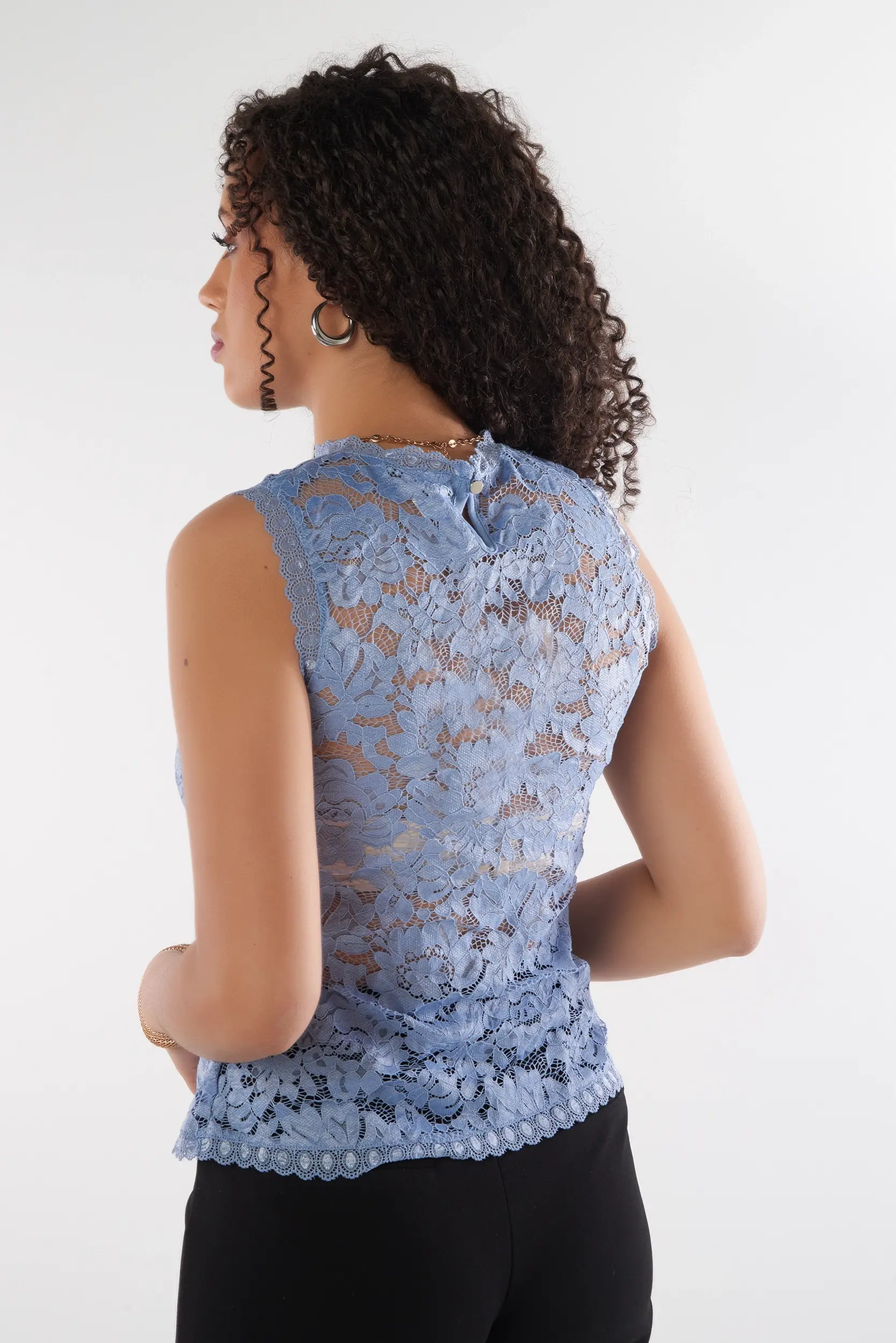 Haut sans manches en dentelle - BLANCHE - (E-B1) - Image 10