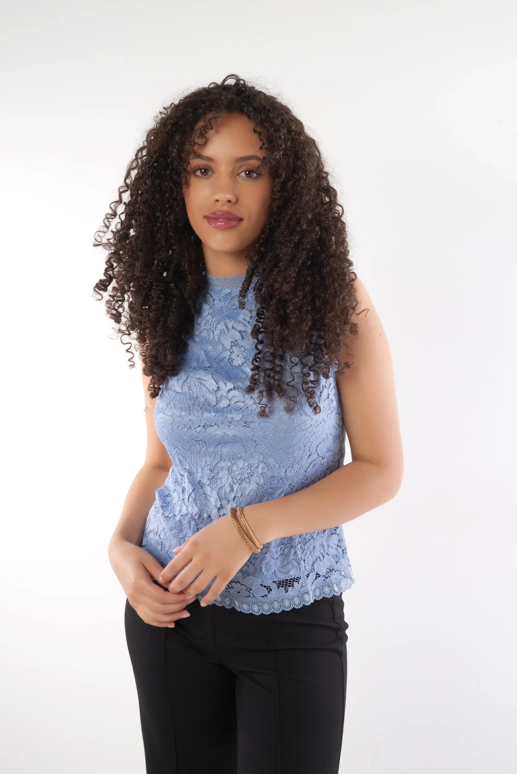 Haut sans manches en dentelle - BLANCHE - (E-B1) - Image 8