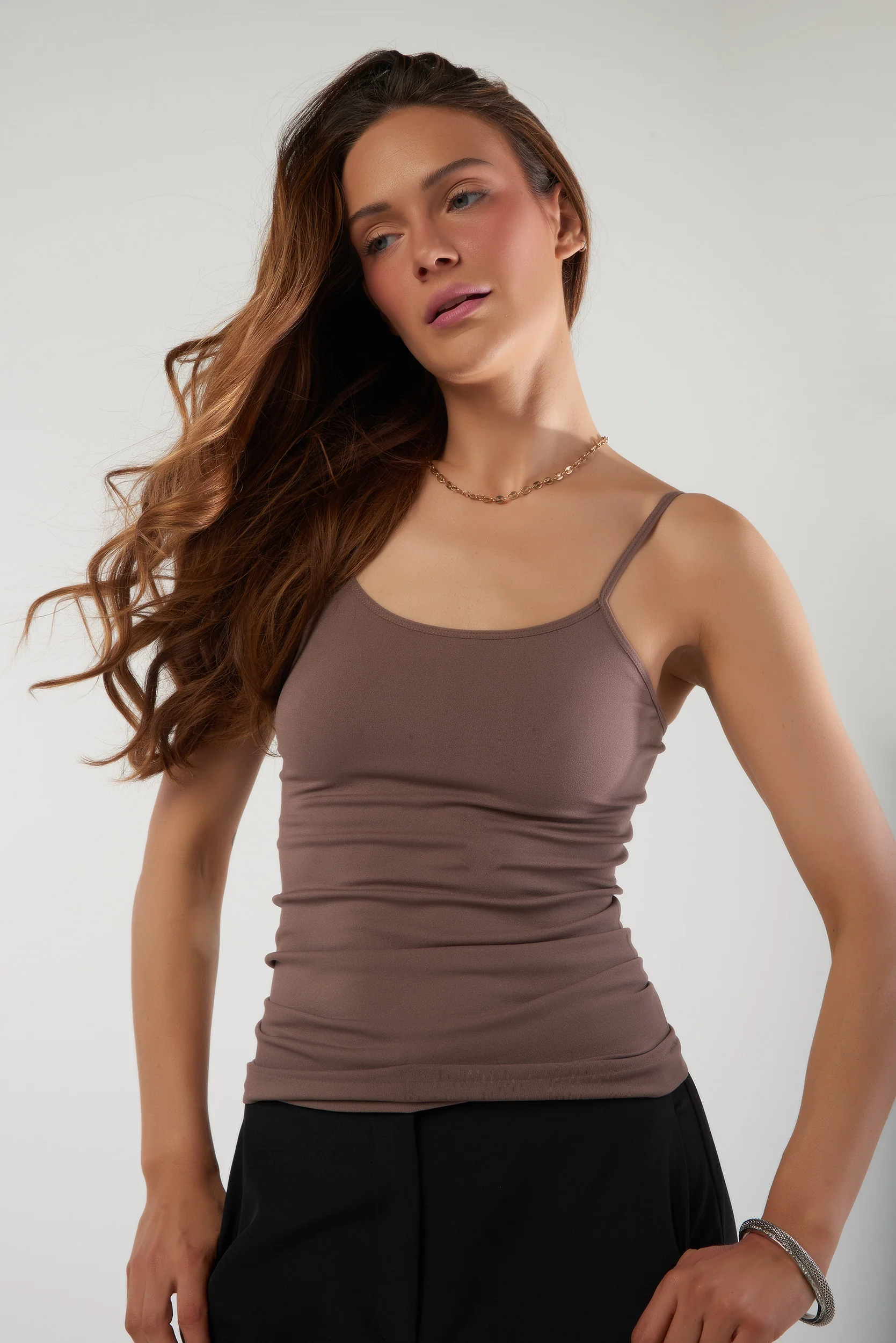 Camisole longue à bretelles fines - T-03R - (E-B17) - Image 14