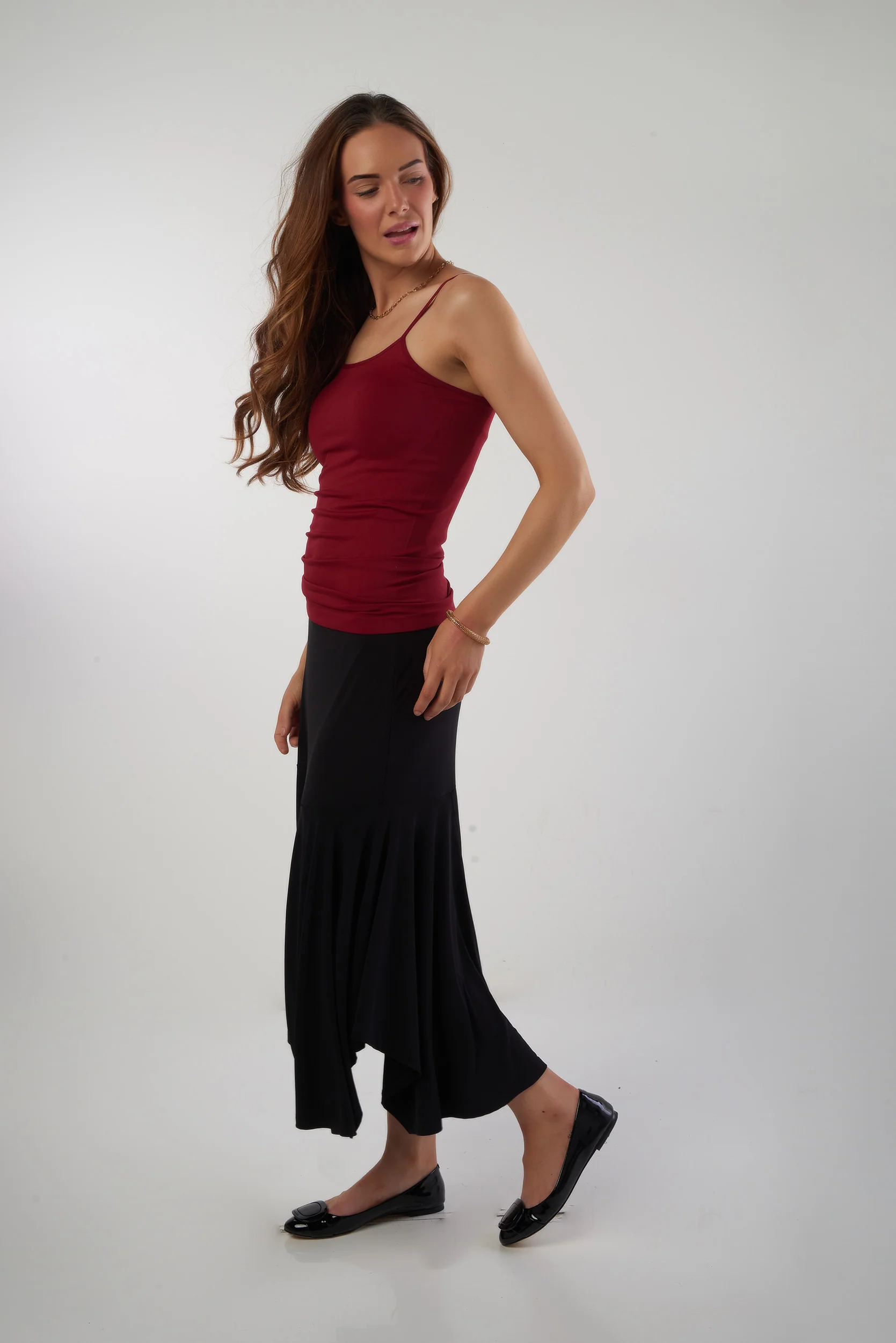 Camisole longue à bretelles fines - T-03R - (E-B17) - Image 6