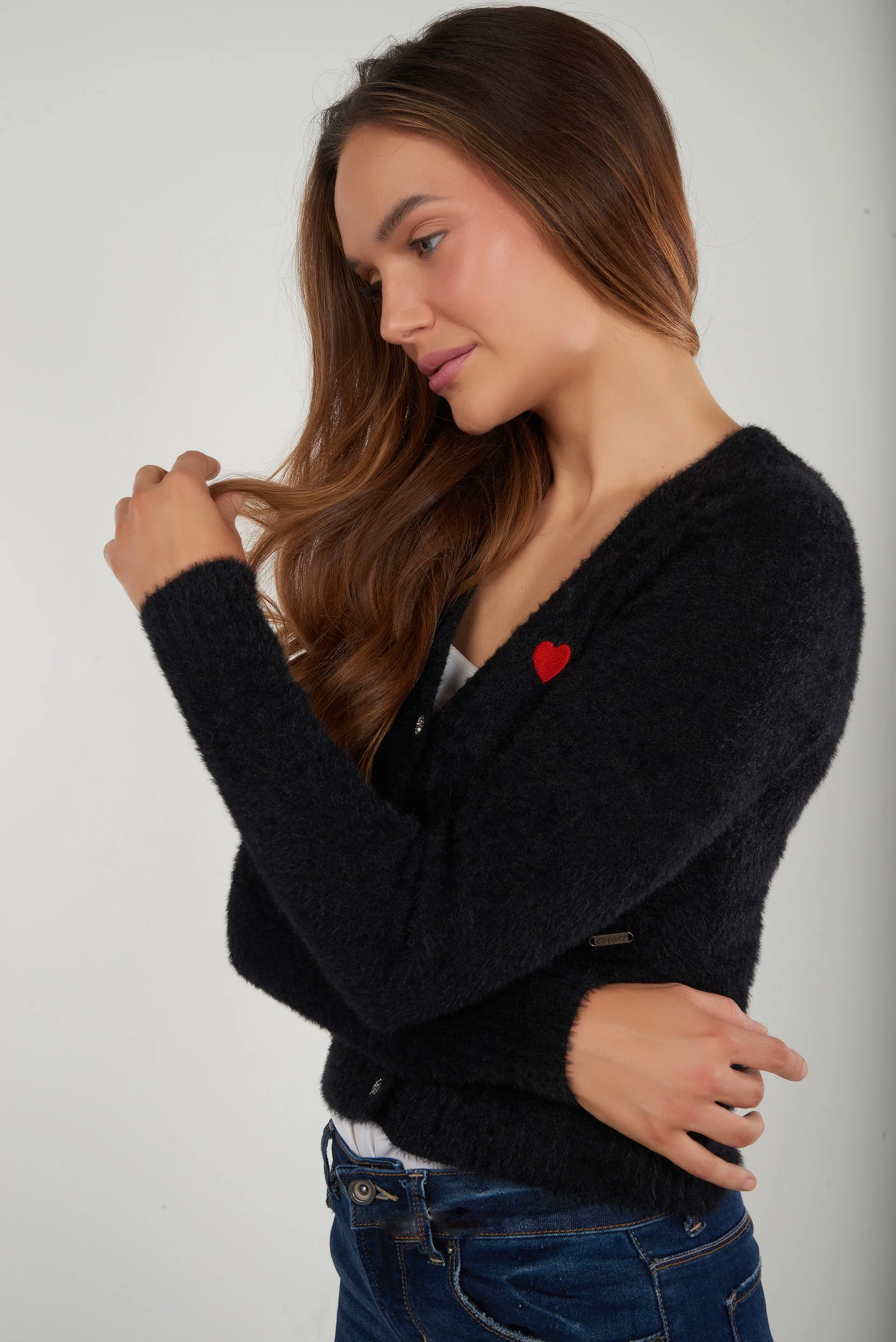 Cardigan duveteux à col en V - LAURANA-Y2 - (E-B7) - Image 10