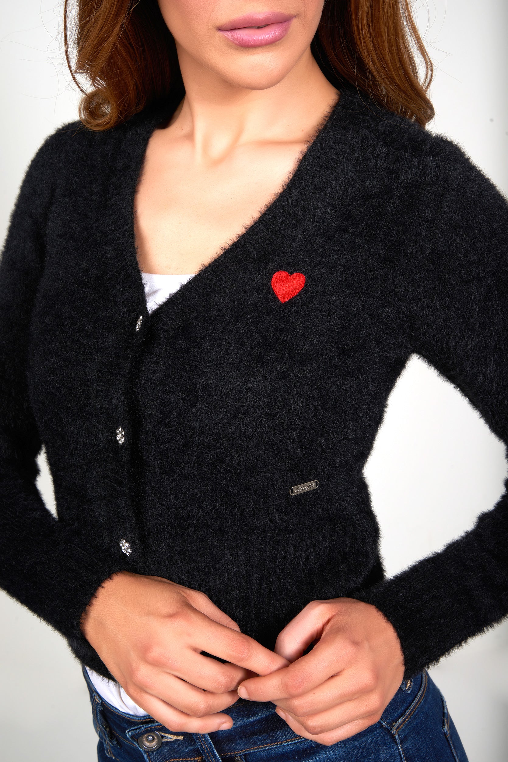 Cardigan duveteux à col en V - LAURANA-Y2 - (E-B7) - Image 11