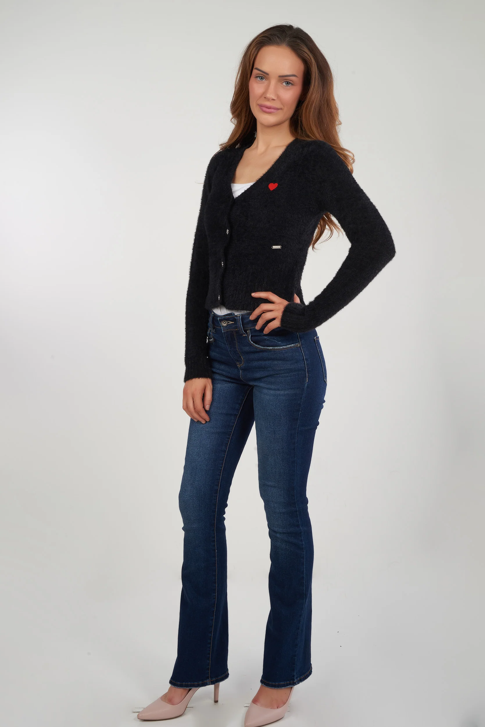 Cardigan duveteux à col en V - LAURANA-Y2 - (E-B7) - Image 12