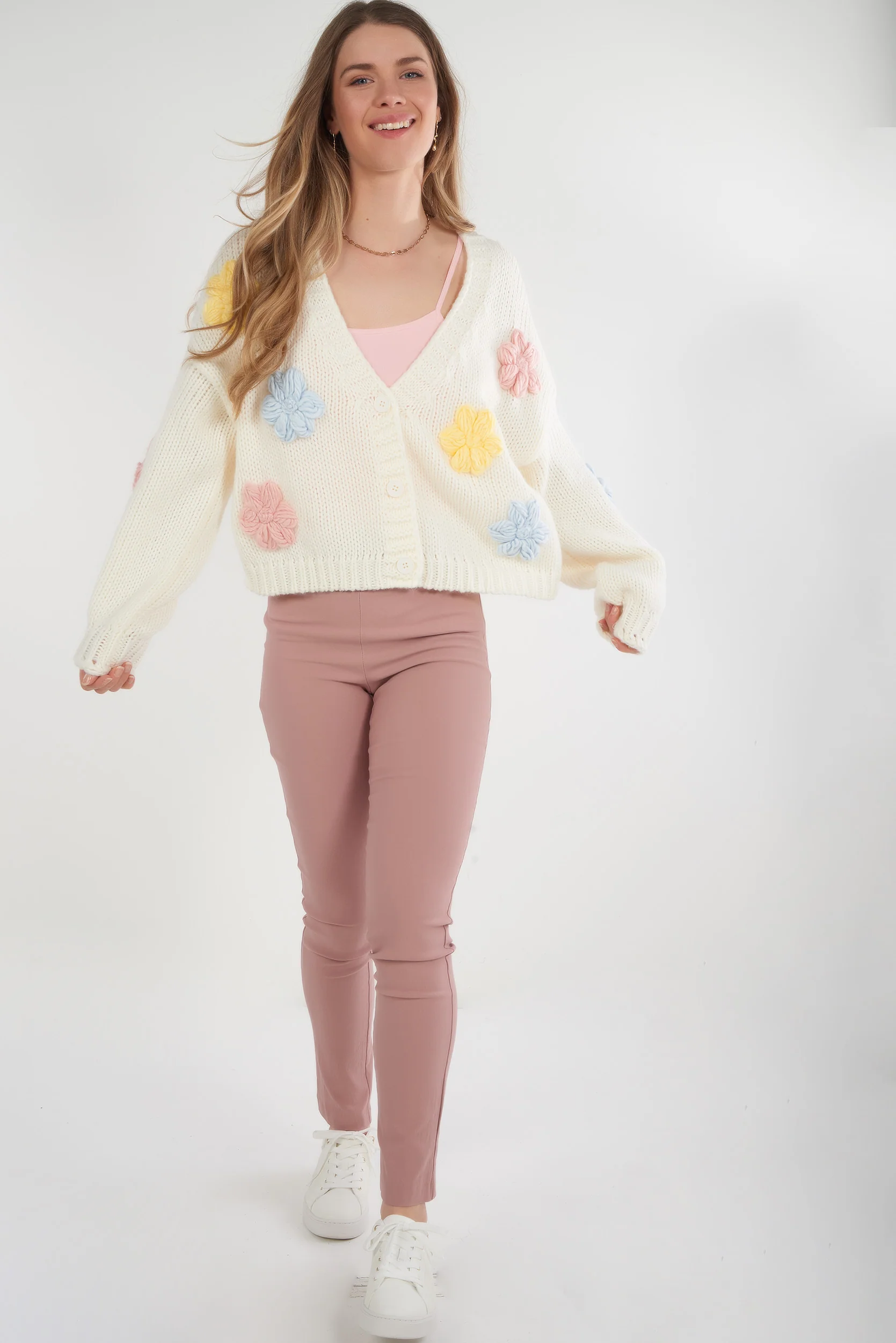 Cardigan en tricot à fleurs en relief - Y8755-B - (E-A9) - Image 4