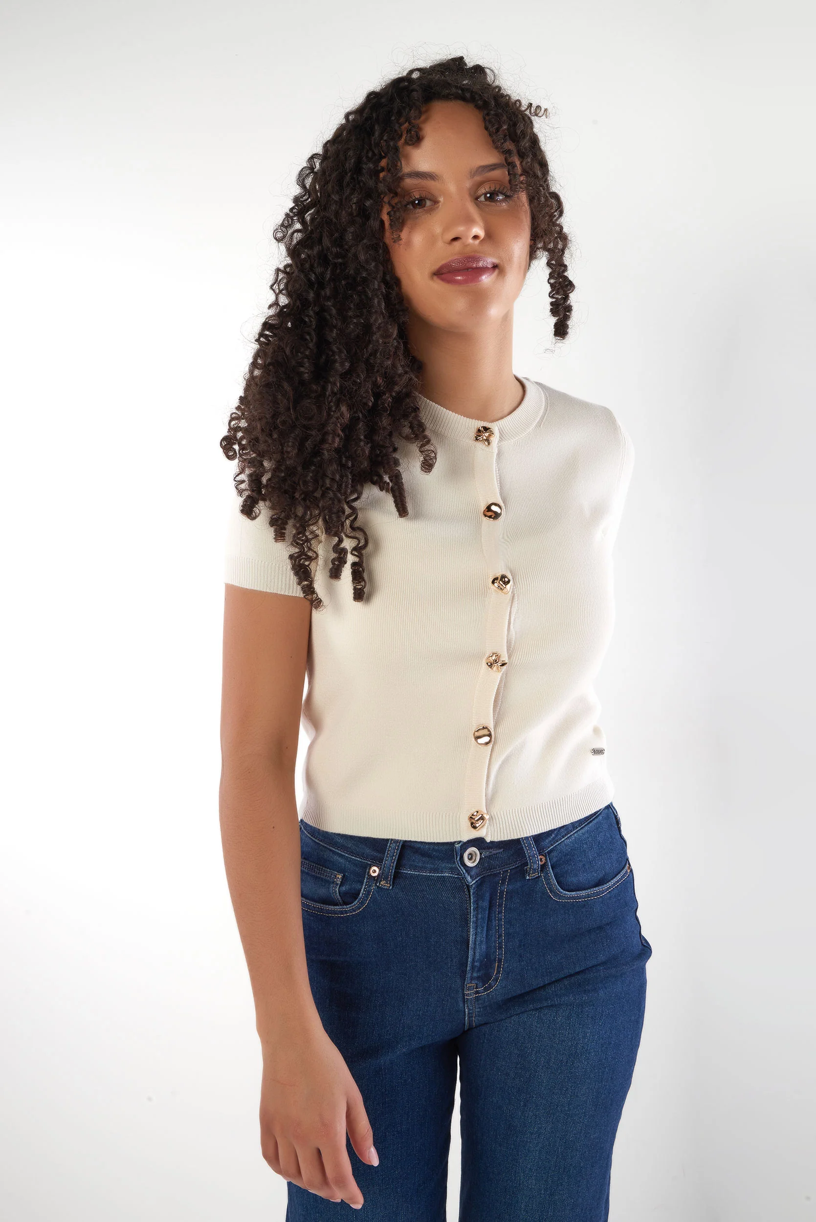 Cardigan Élégant Boutons Dorés - CELINIE - (E-A8)
