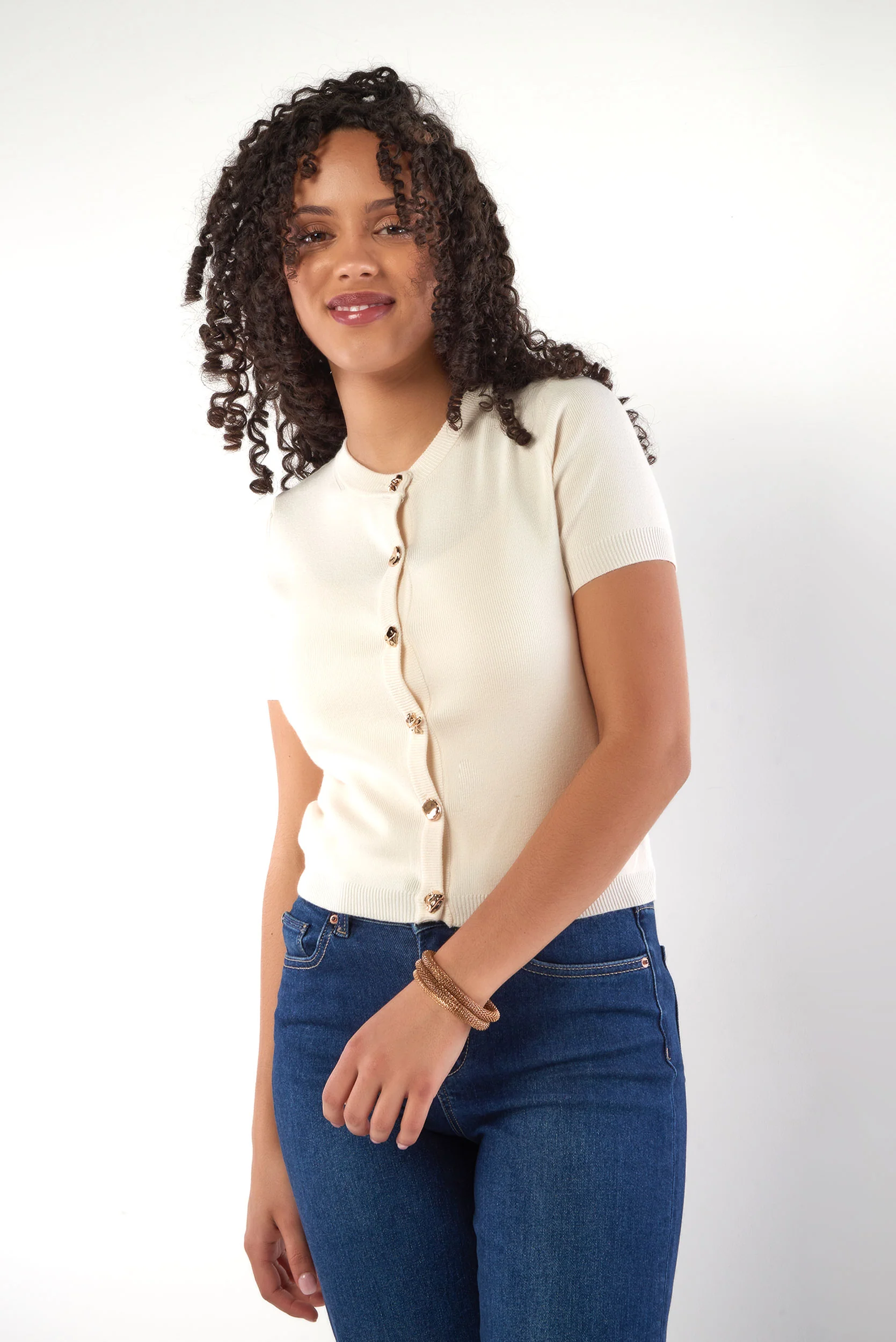 Cardigan Élégant Boutons Dorés - CELINIE - (E-A8) - Image 2