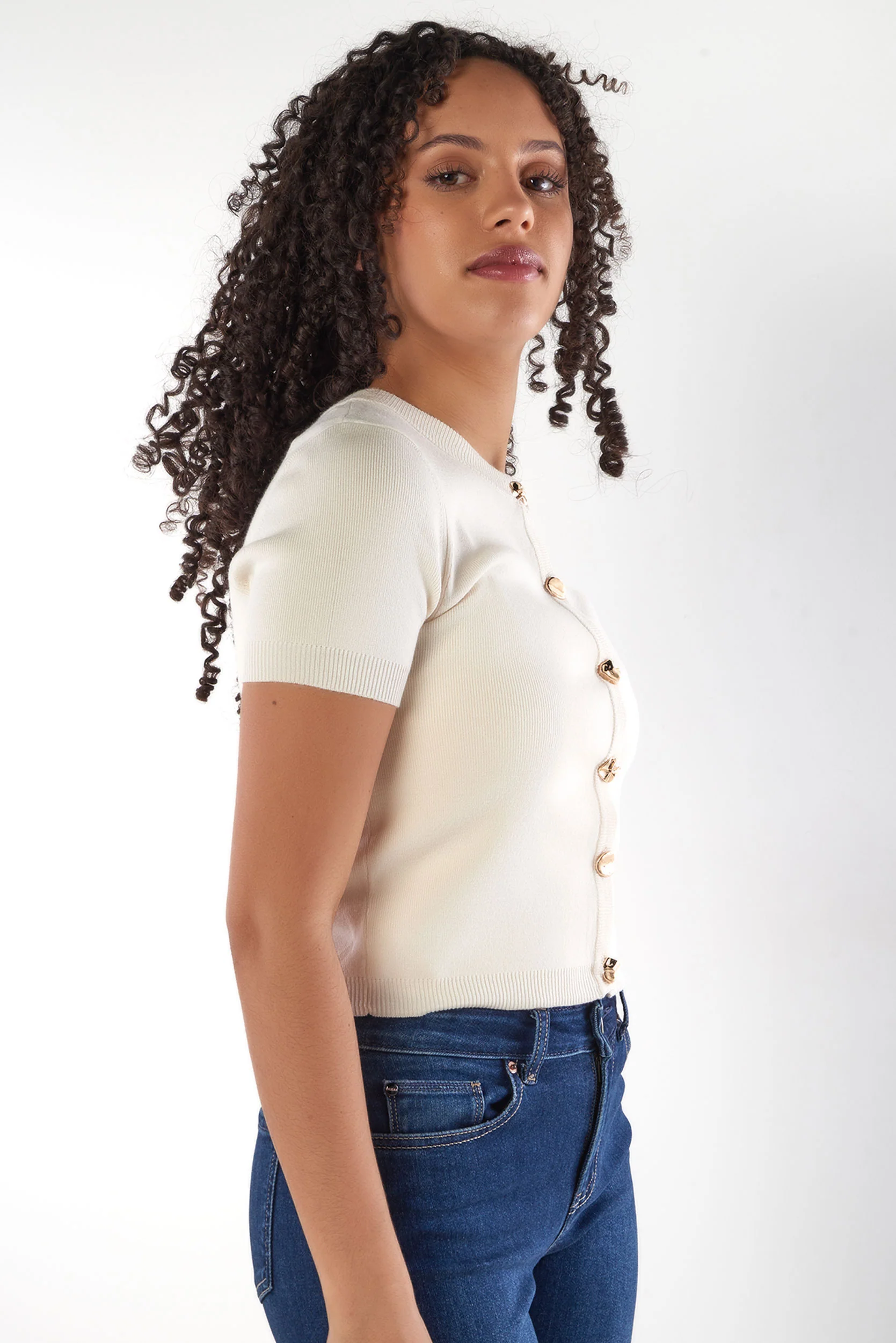 Cardigan Élégant Boutons Dorés - CELINIE - (E-A8) - Image 3