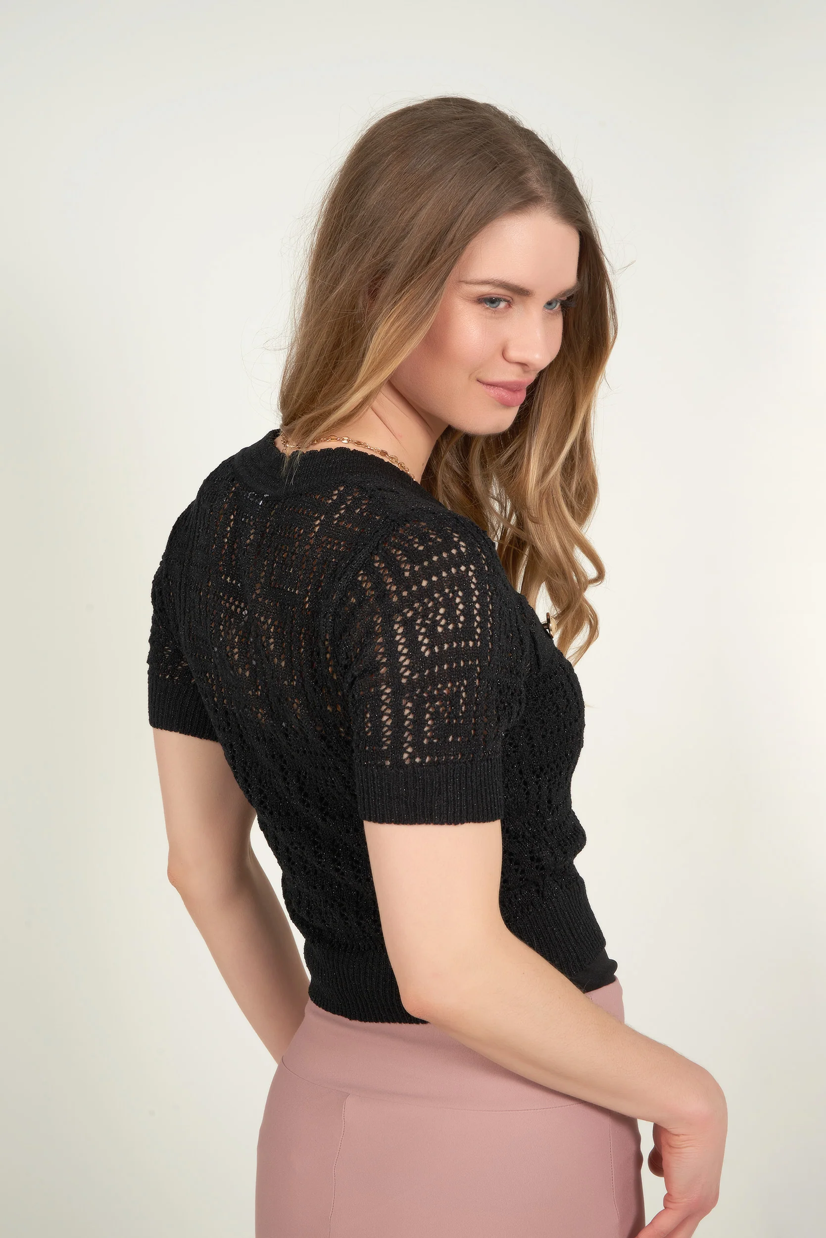 Cardigan en crochet à manches courtes - DONA - (E-A10) - Image 10
