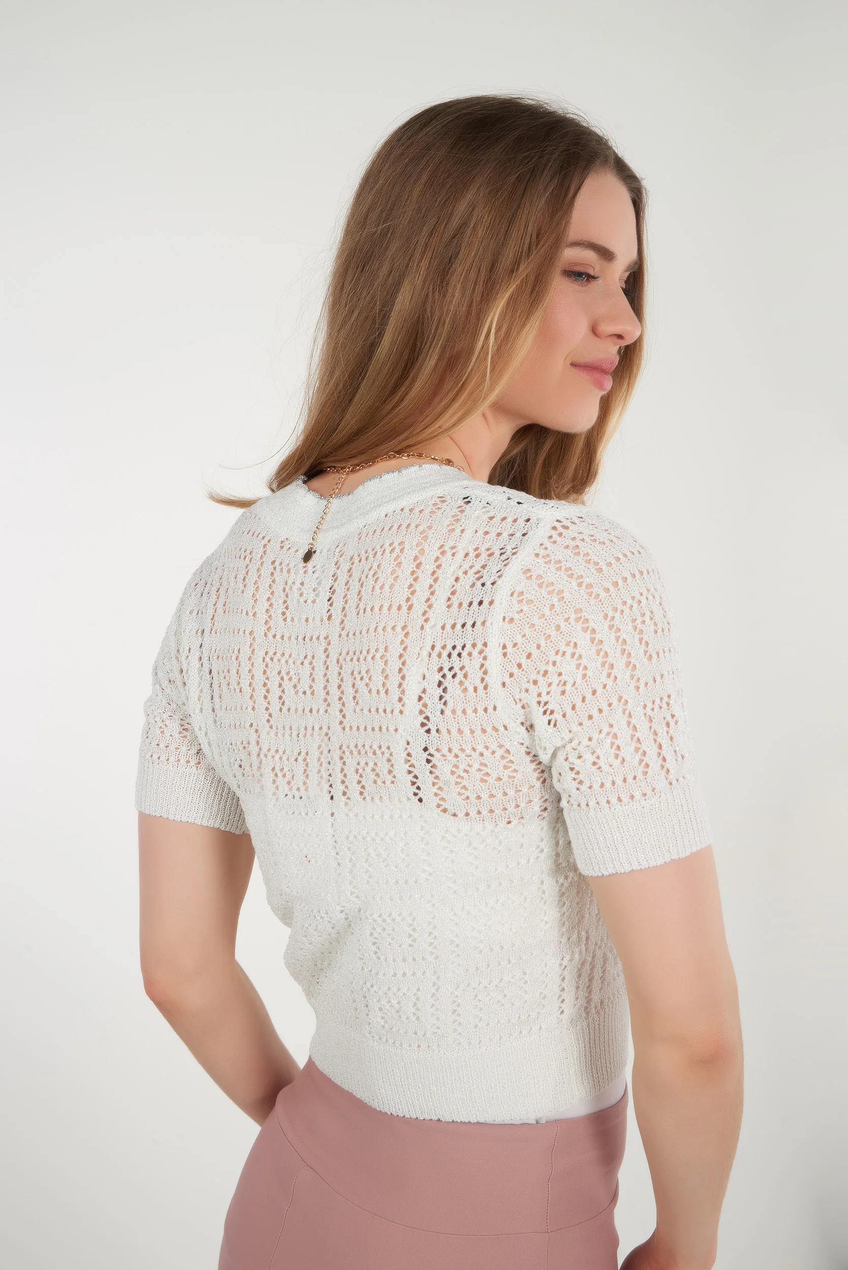 Cardigan en crochet à manches courtes - DONA - (E-A10) - Image 3