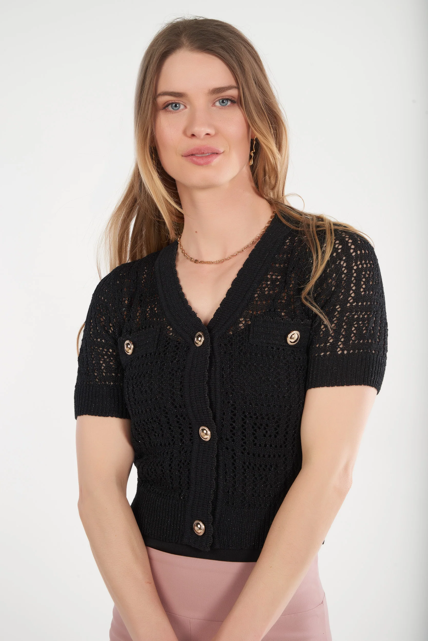 Cardigan en crochet à manches courtes - DONA - (E-A10) - Image 8
